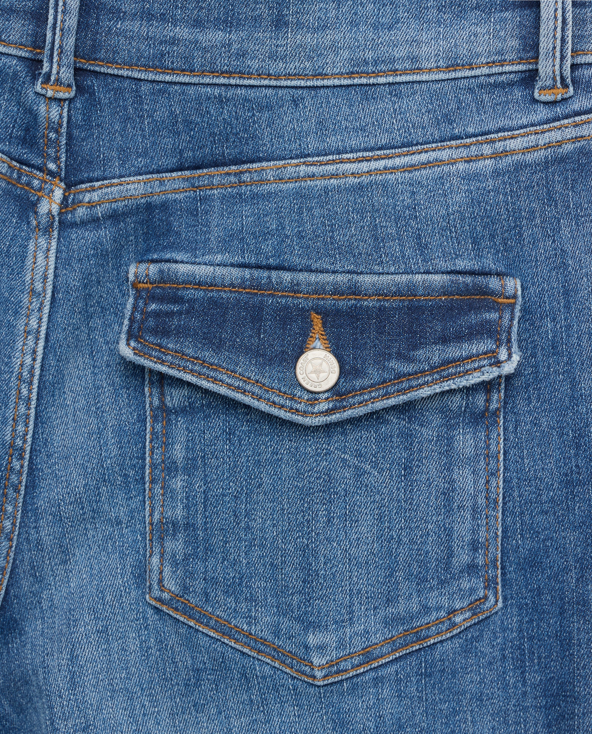 Calças à Boca de Sino com Nervura Índigo-5