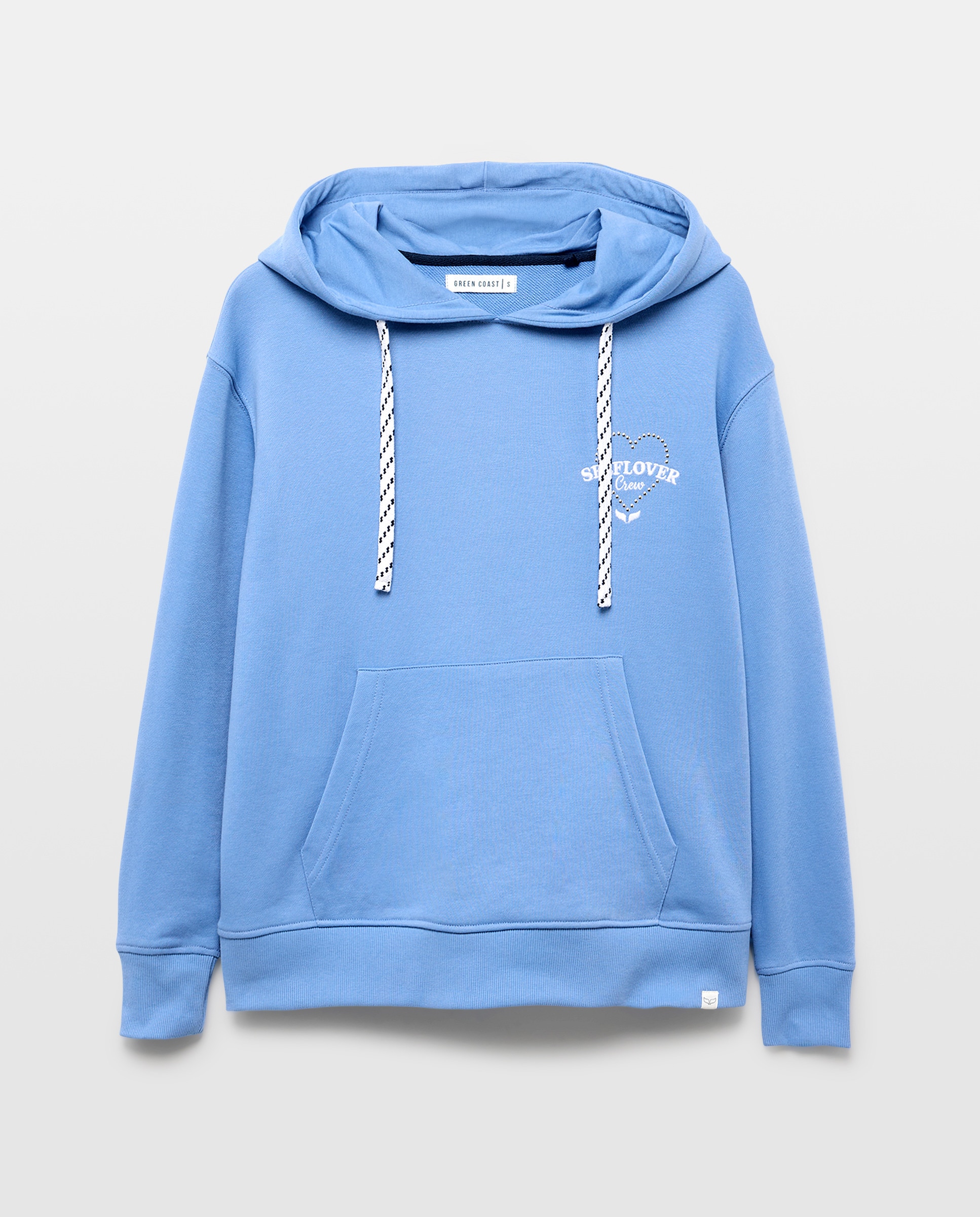 Sweatshirt com Capuz Fechado e Bordado Azul-5