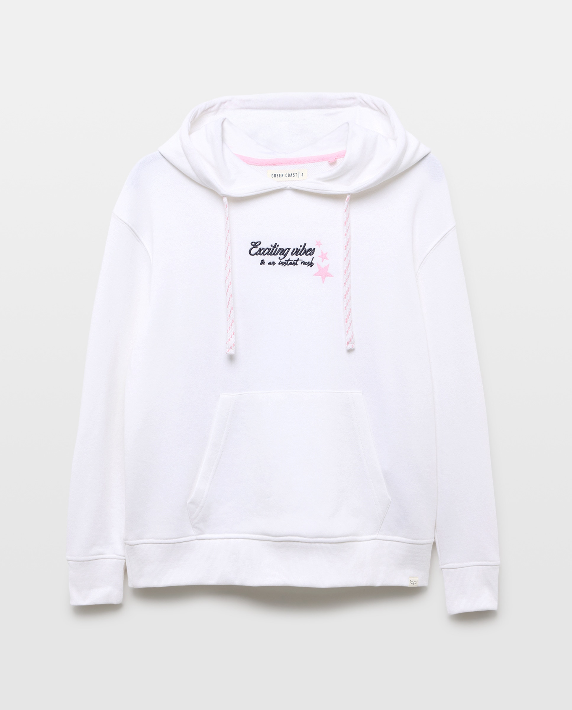 Sweatshirt com Capuz Fechado e Bordado Branco-5