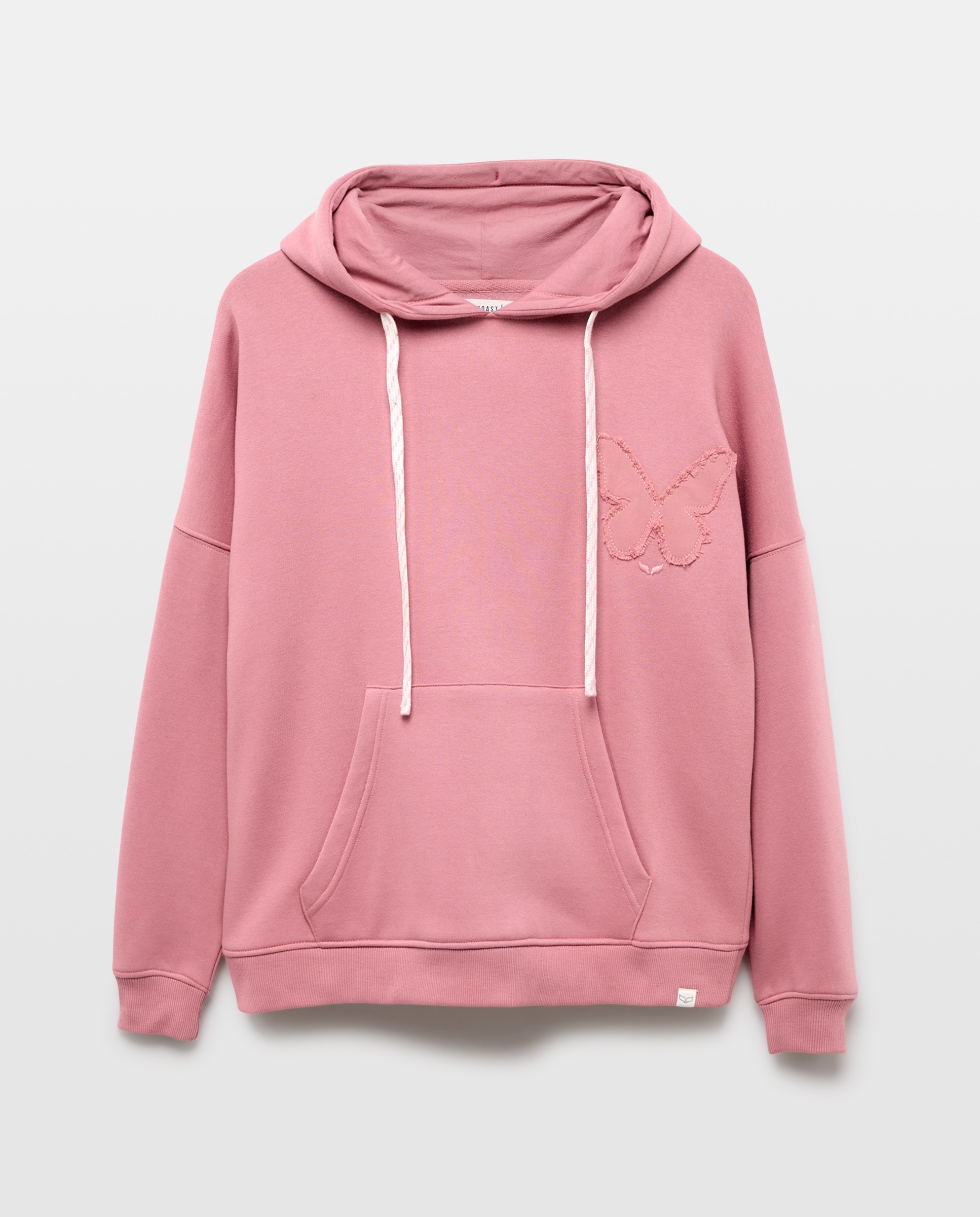 Sweatshirt com Capuz Fechado e Bordado 220 Rosa Pálido-5
