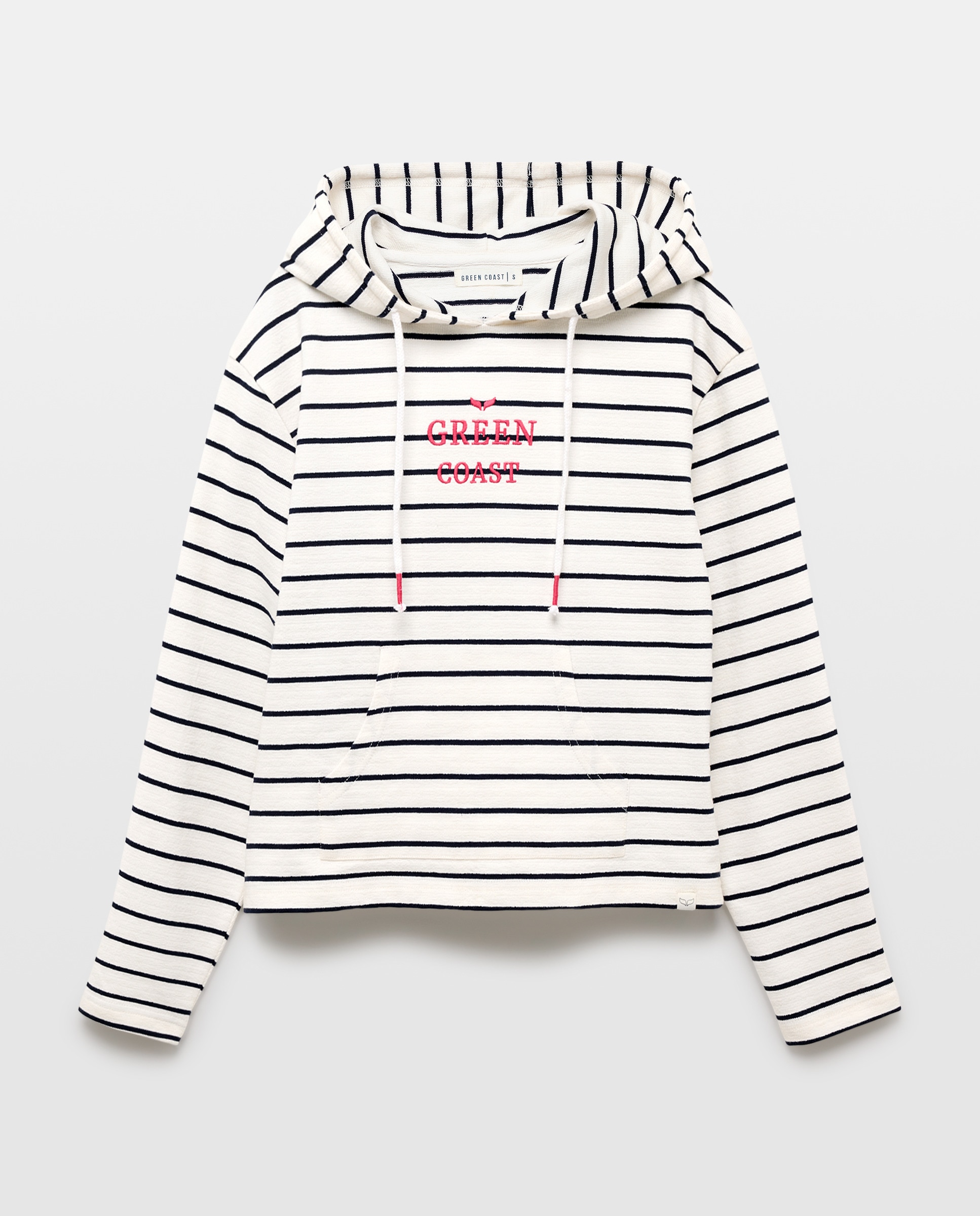 Sweatshirt às Riscas Jacquard Rústica com Capuz Fechado Branco-5