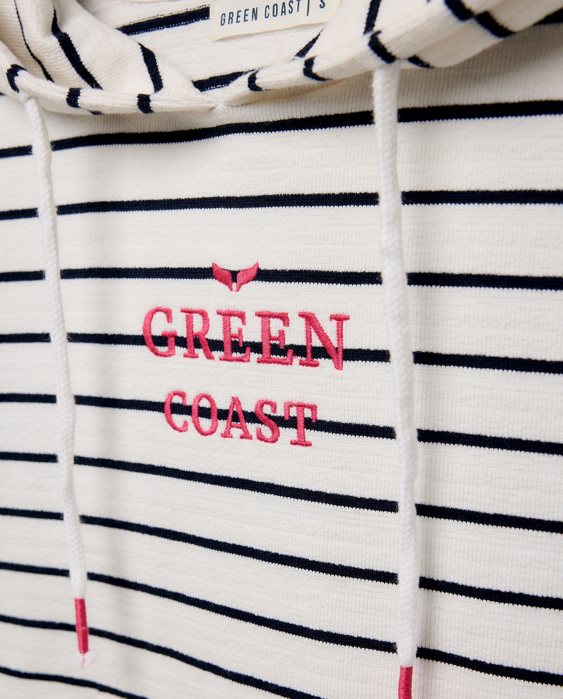 Sweatshirt às Riscas Jacquard Rústica com Capuz Fechado Branco-6