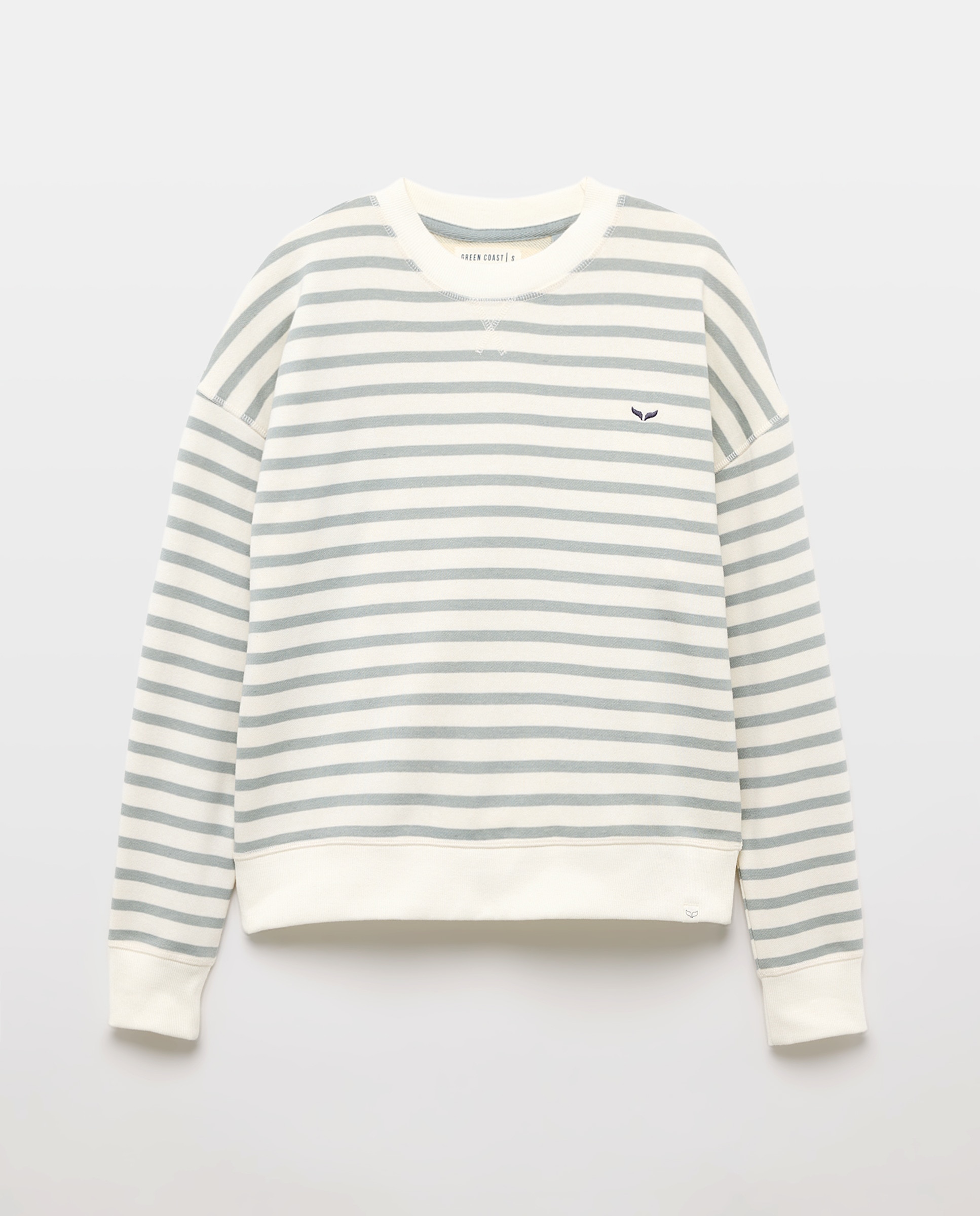 Sweatshirt de Manga Comprida com Risca Tecida 510 Verde Claro-5