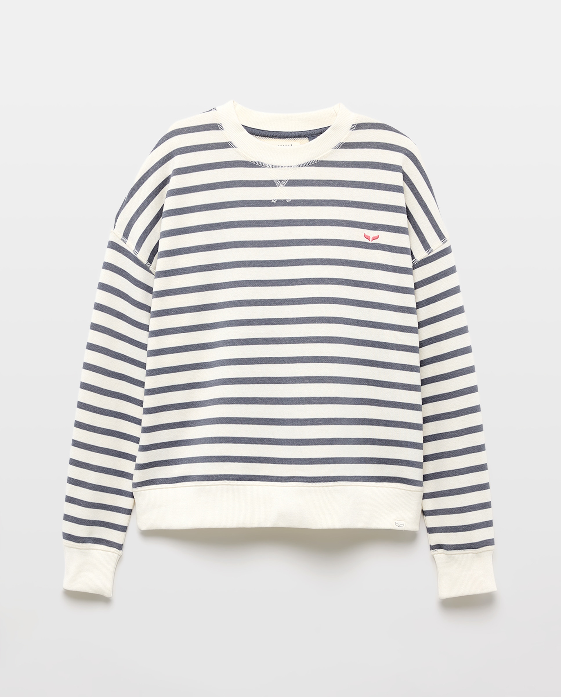 Sweatshirt de Manga Comprida com Risca Tecida Azul-5
