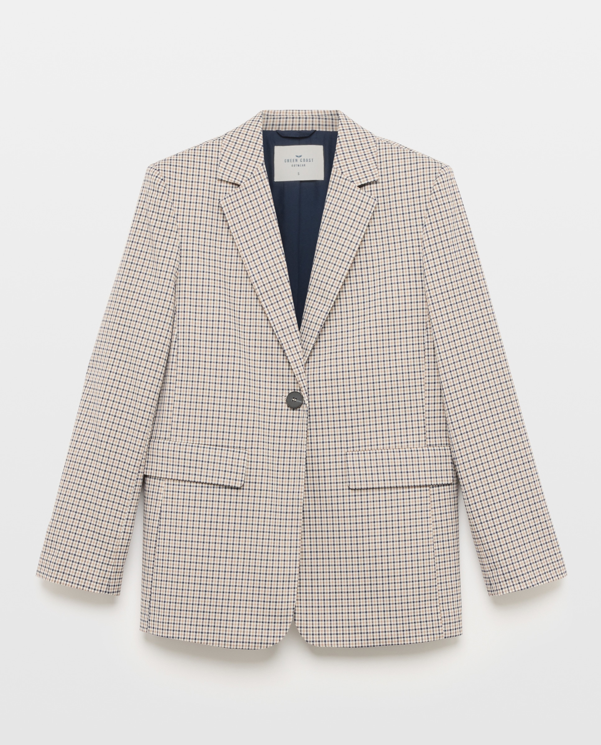 Blazer aos Quadrados Castanho-5