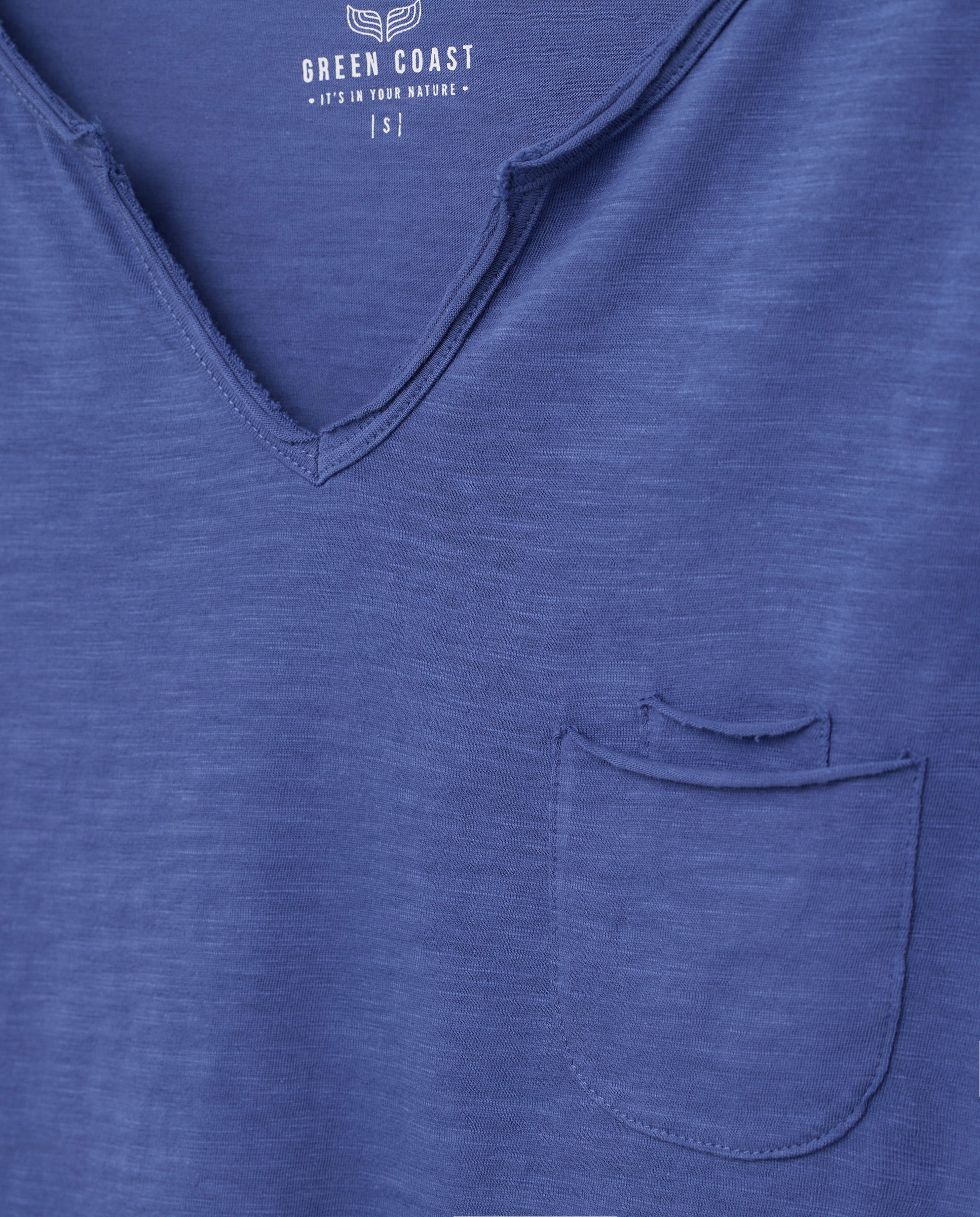 T-shirt Lisa de Manga Curta Azul Tinta-5