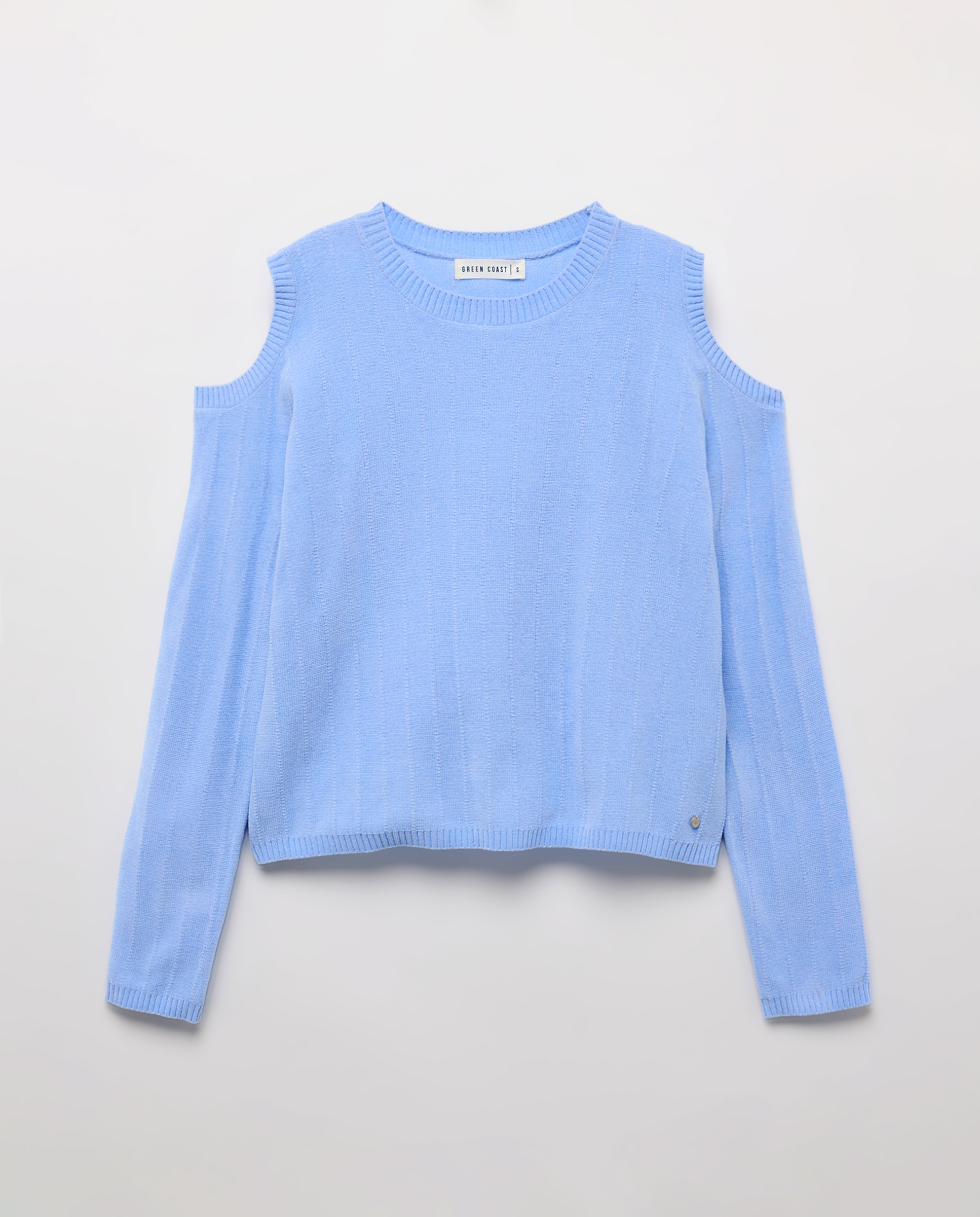Camisola de Malha Chenille com Manga Comprida e Cut Out 400 Azul-5