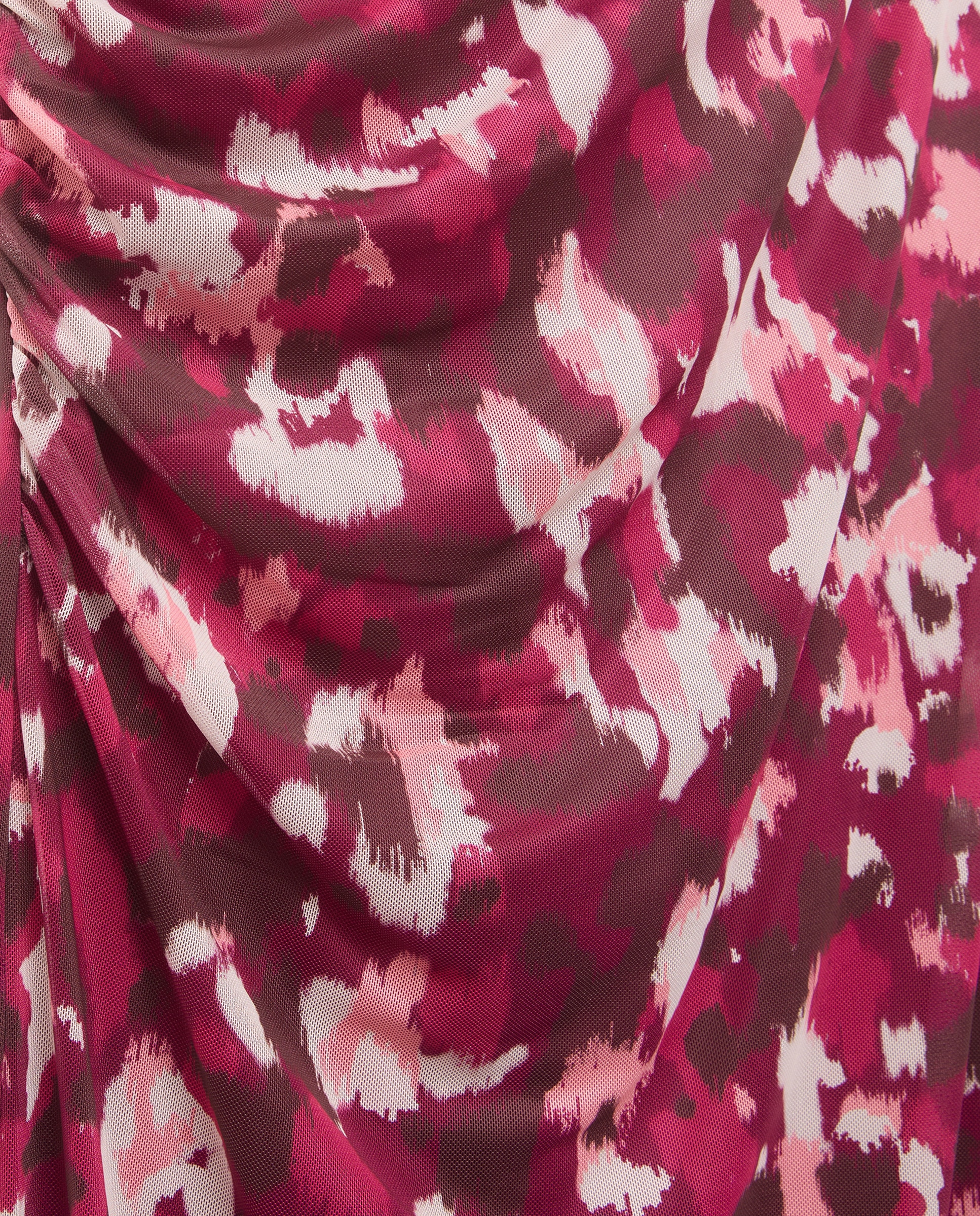 Vestido Comprido com Tule Estampado Vermelho-5