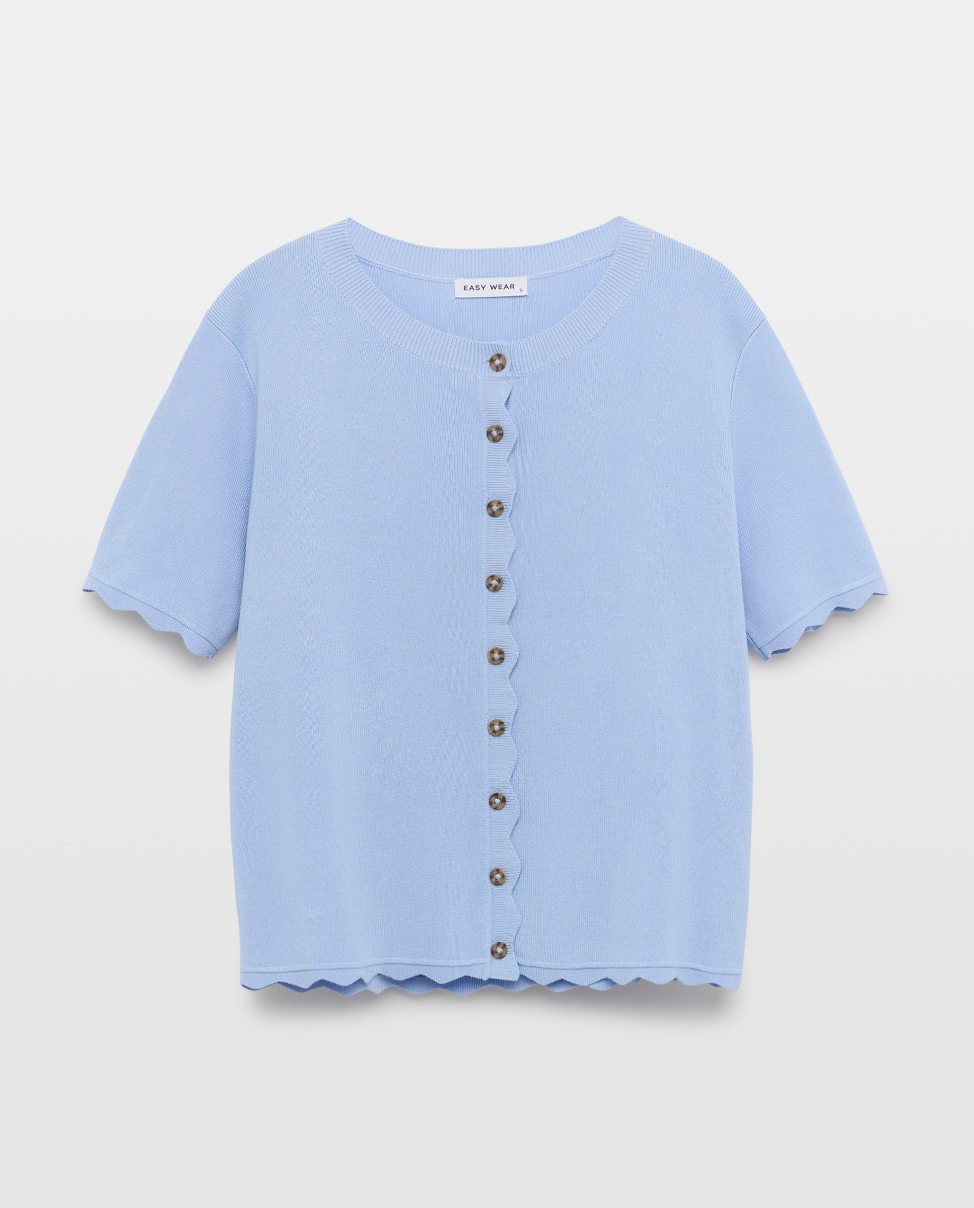 Casaco de malha liso 410 Azul Claro-4