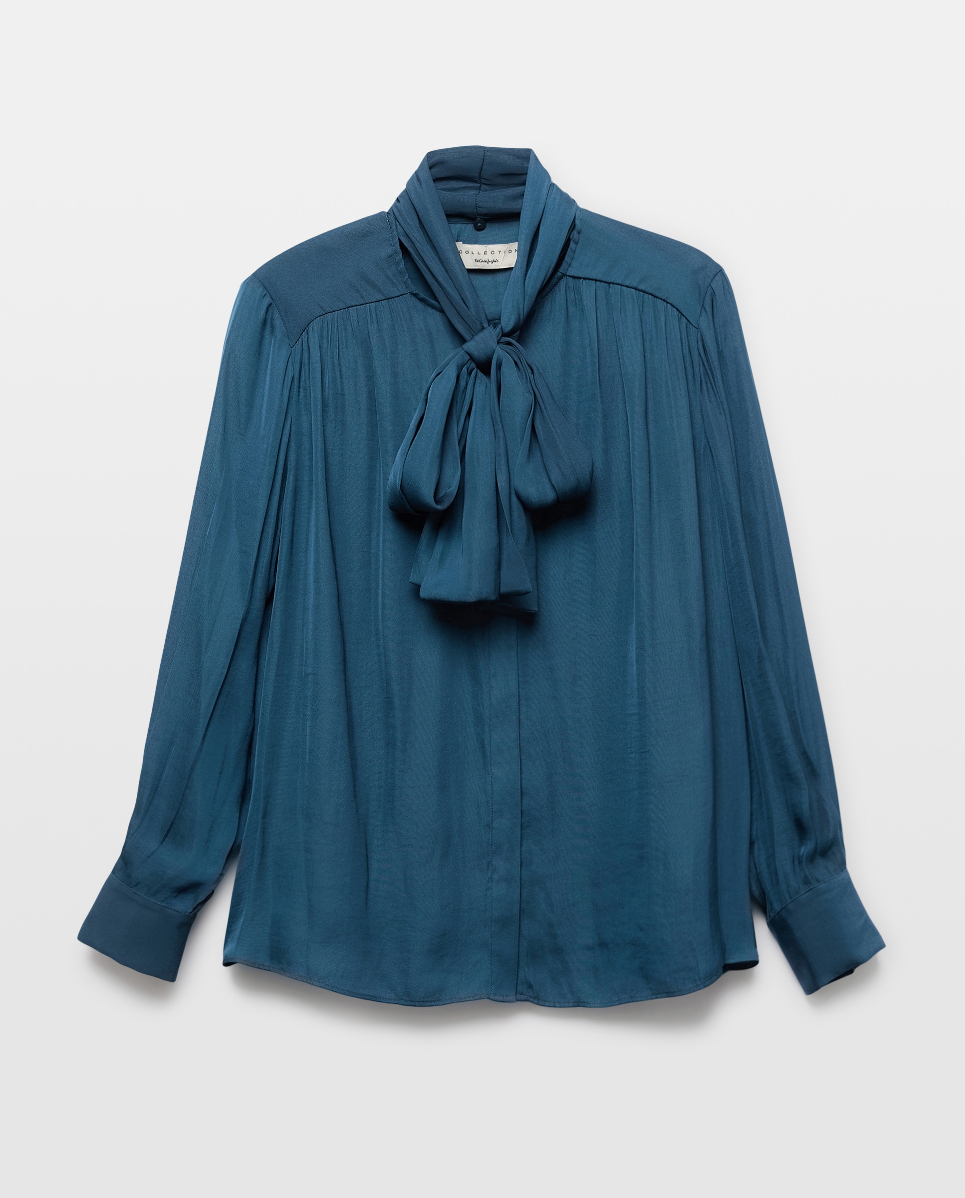 Blusa Lisa com Laço Azul-escuro-5