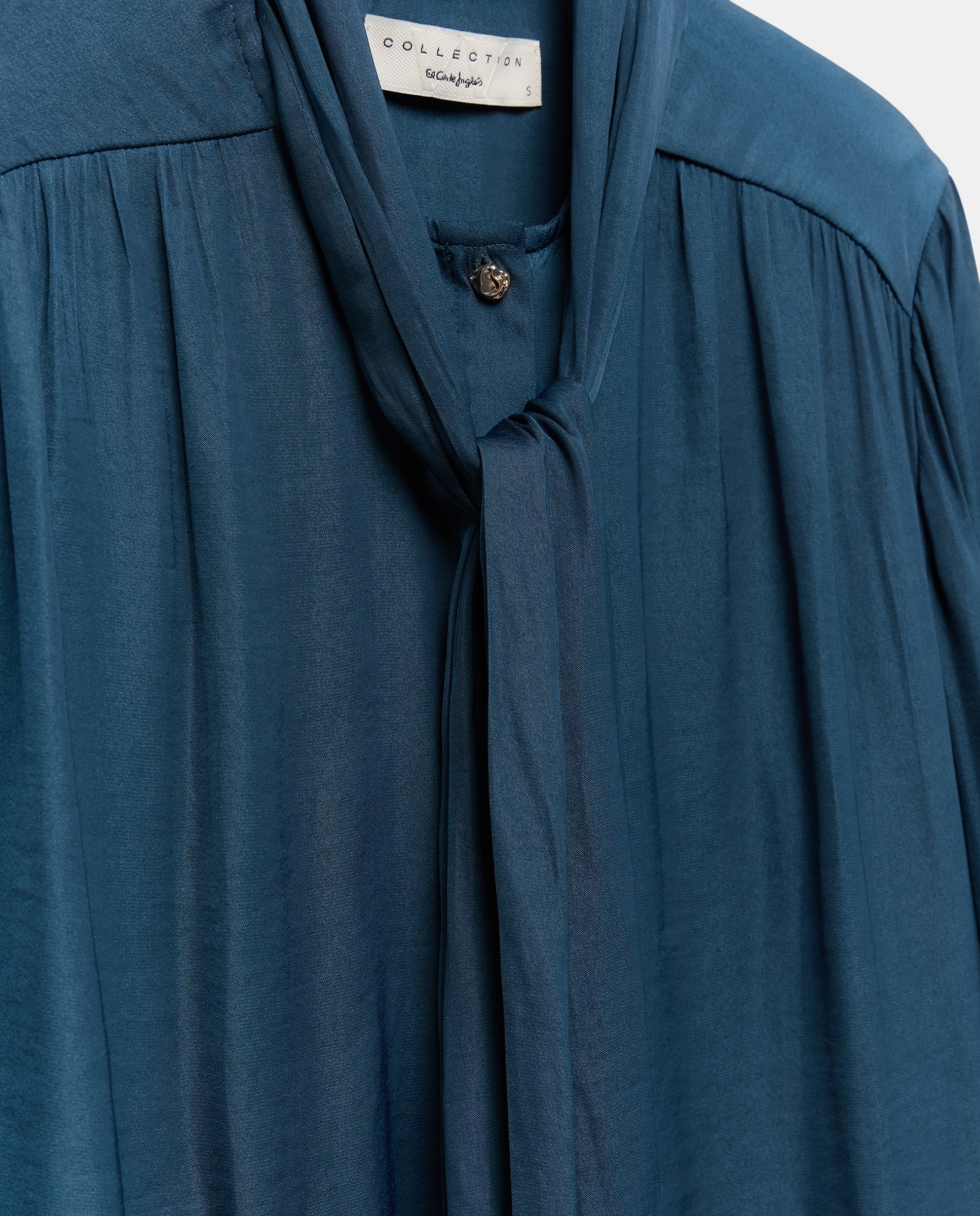 Blusa Lisa com Laço Azul-escuro-6