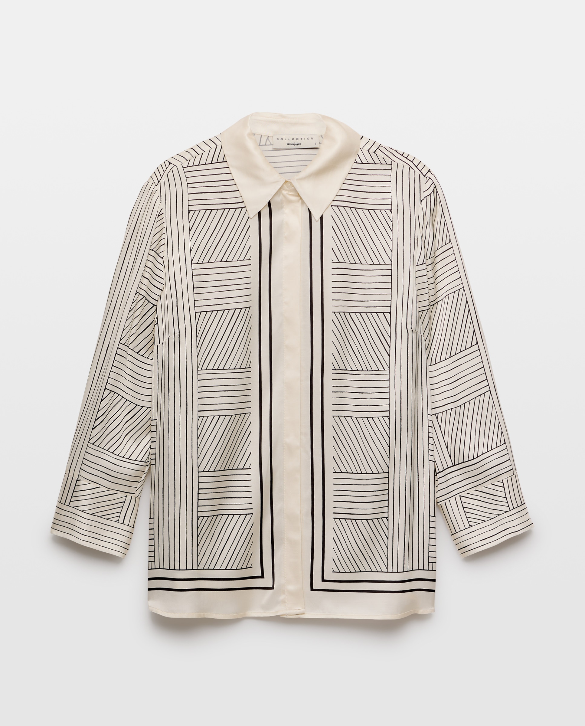 Blusa de Manga Comprida às Riscas Branco-5