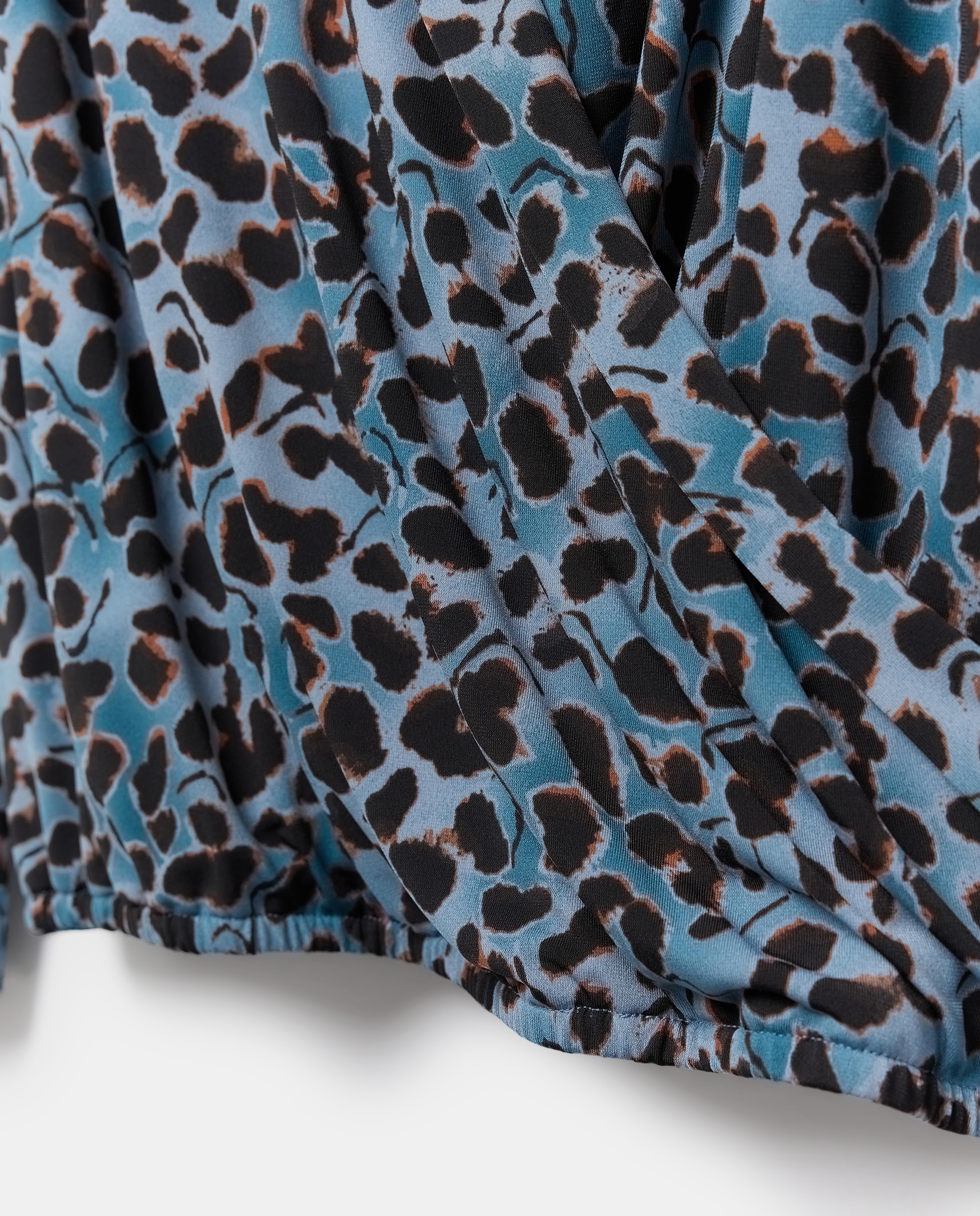 Camisola de Manga Comprida Cruzada com Animal Print Azul-6
