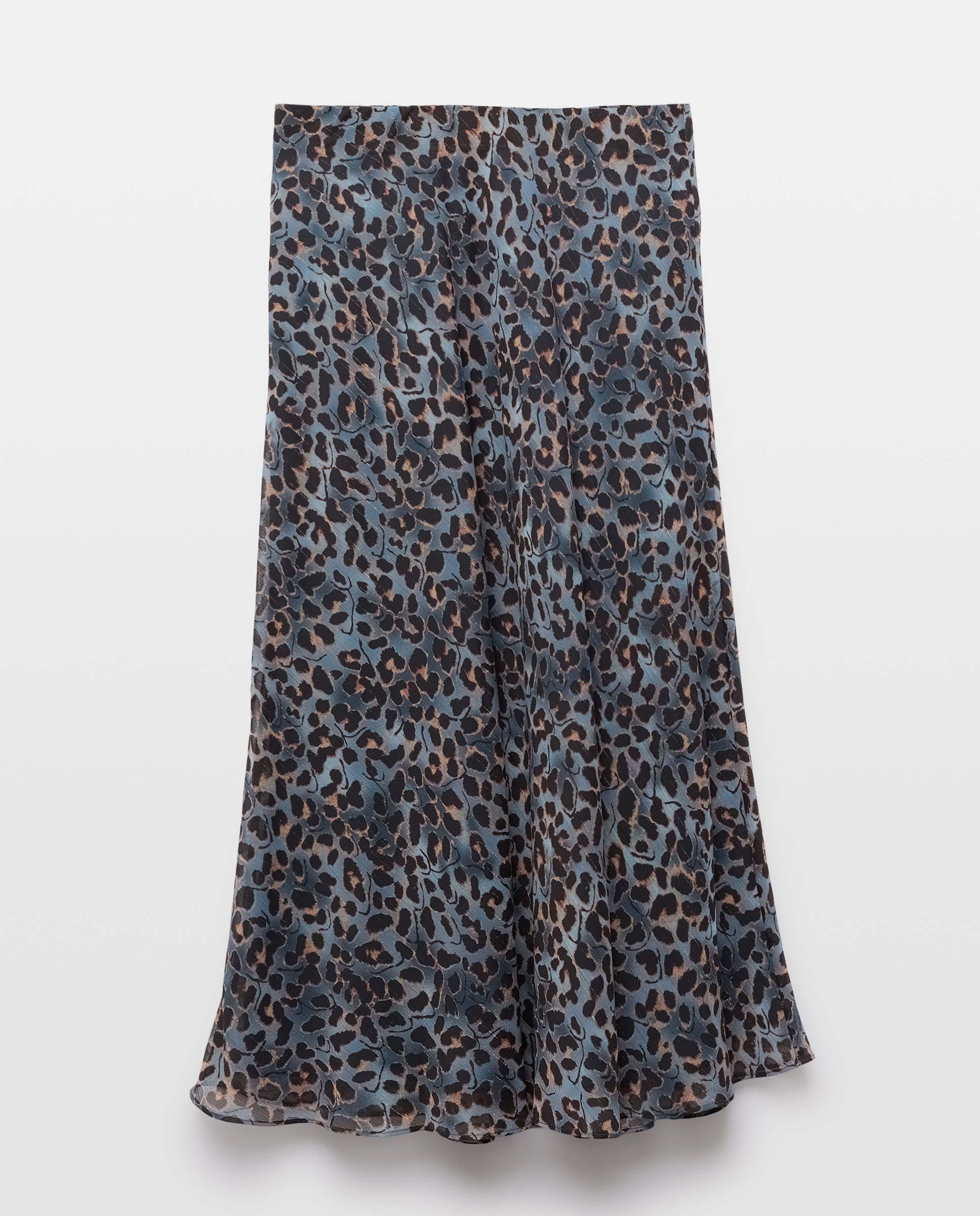 Saia de Animal Print com Fio Metalizado Azul-4