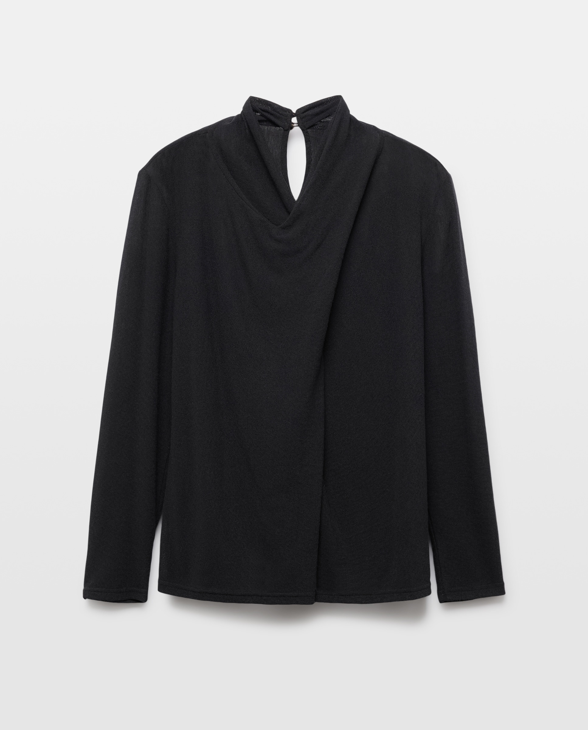 Camisola de mulher com manga comprida Preto-5