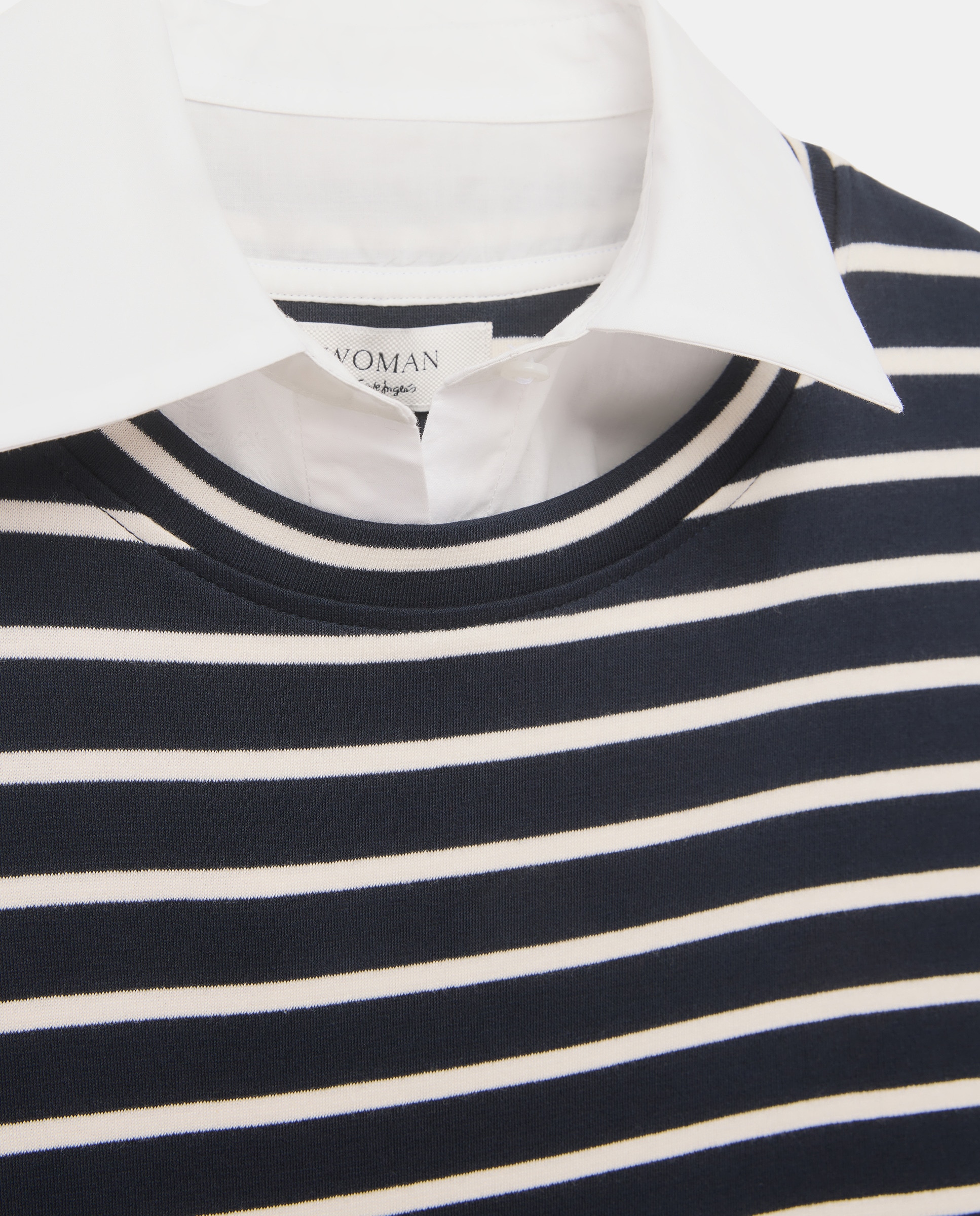 Camisa às Riscas com Aba Azul-6