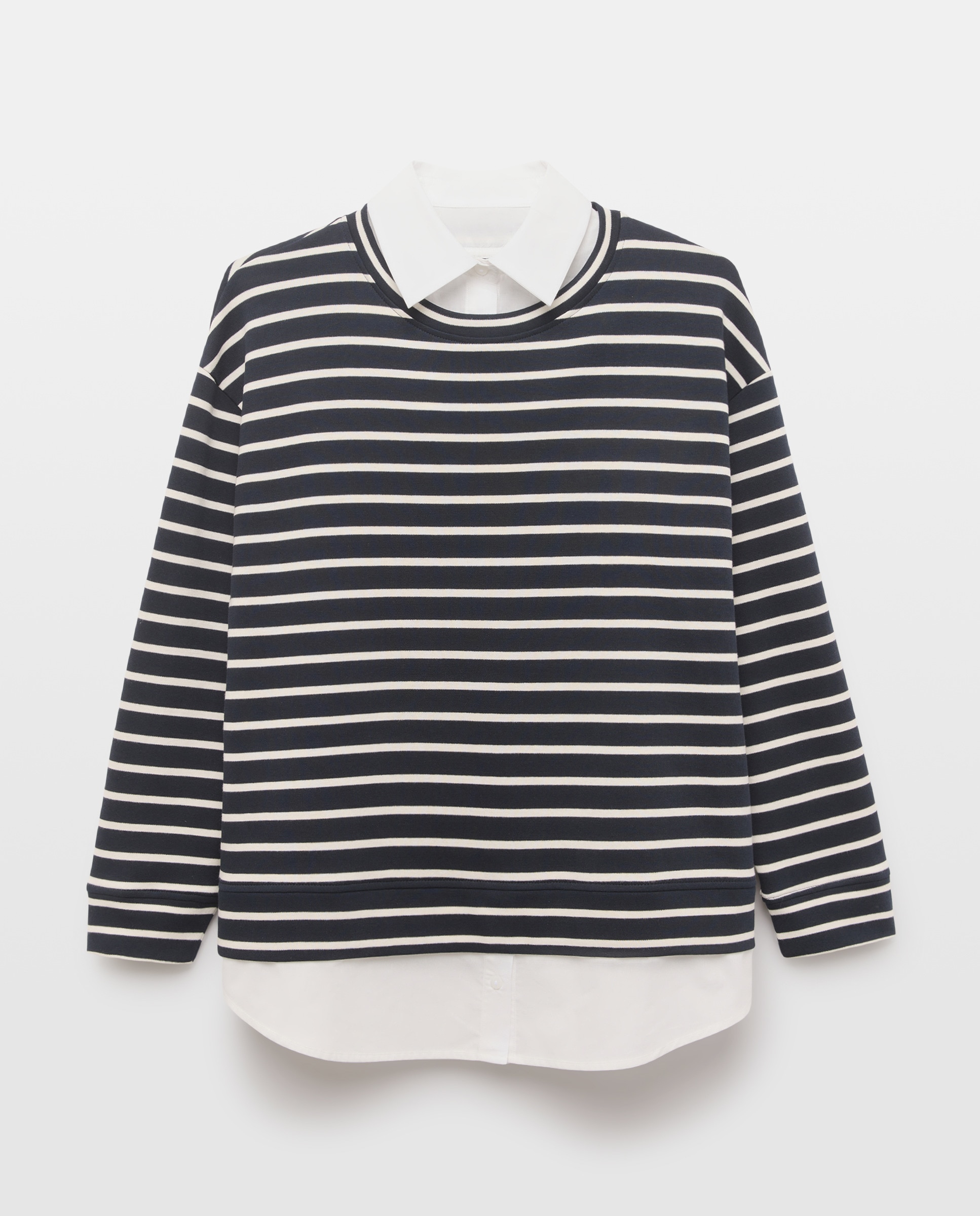 Camisa às Riscas com Aba Azul-5