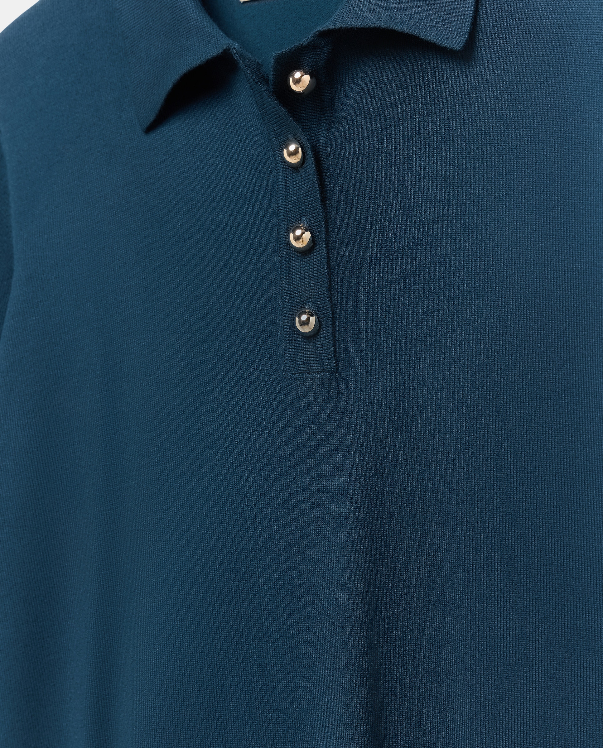 Camisola de Malha com Colarinho de Polo e Botões Grandes Azul-escuro-6