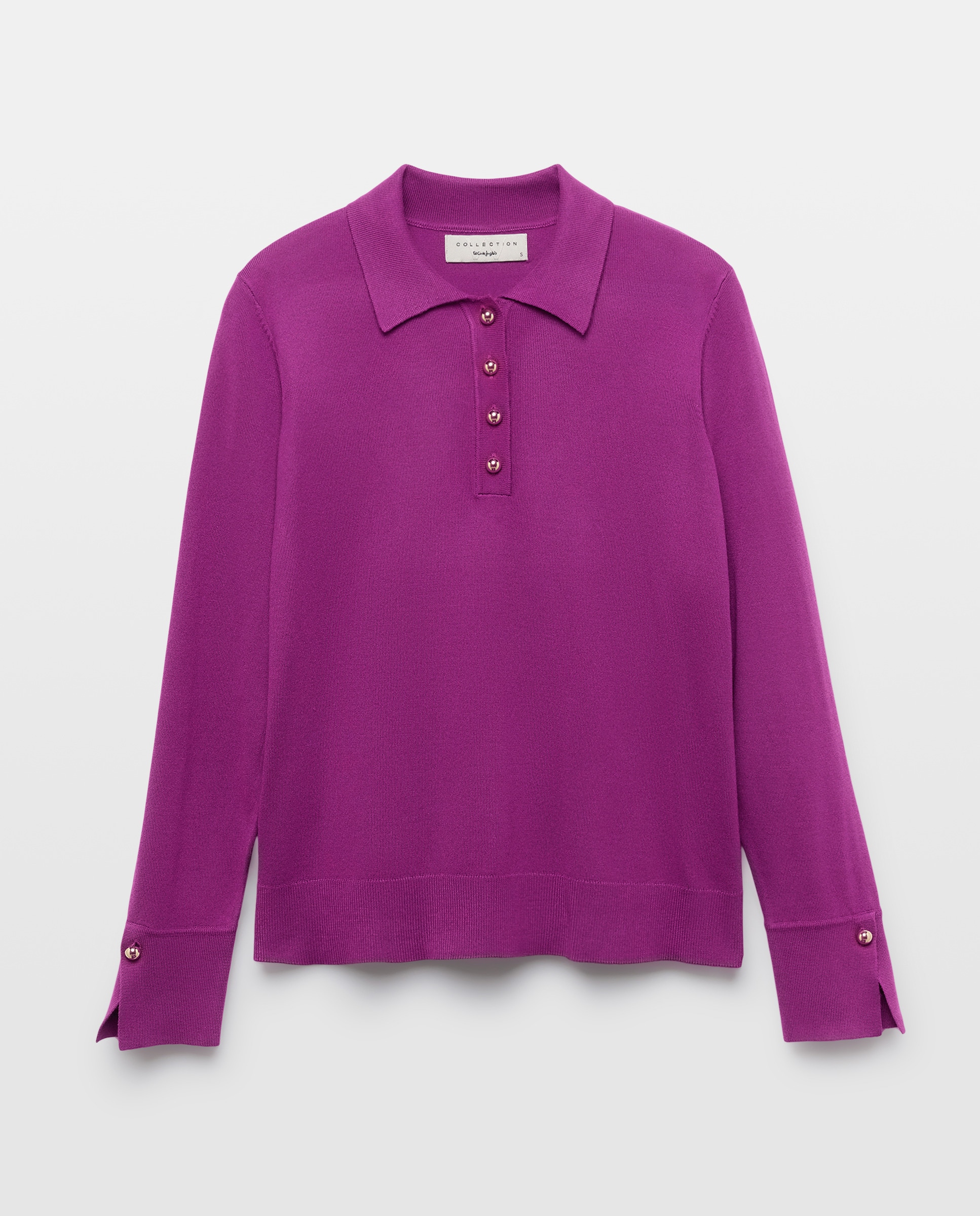 Camisola de Malha com Colarinho de Polo e Botões Grandes Buganvília-5
