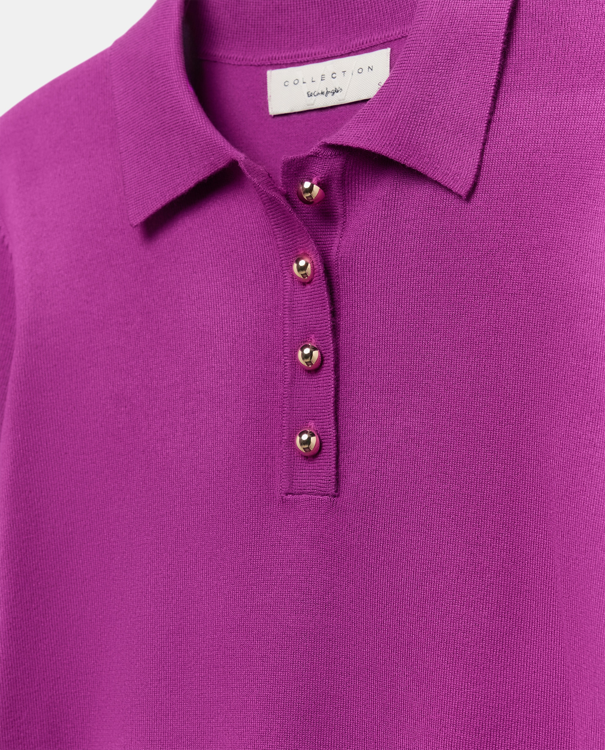 Camisola de Malha com Colarinho de Polo e Botões Grandes Buganvília-6