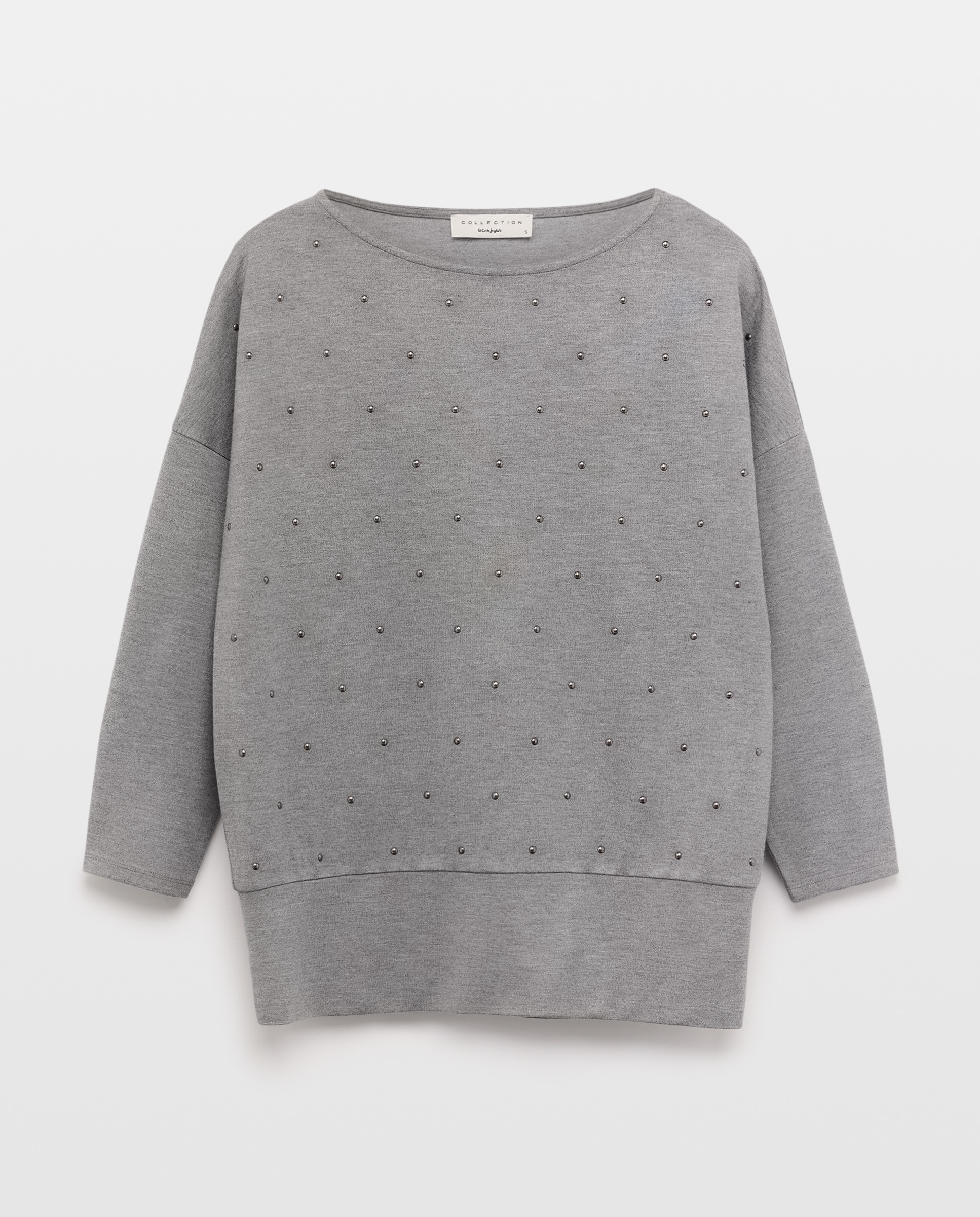 Sweatshirt de Viscose Lisa 820 Cinzento Médio-5