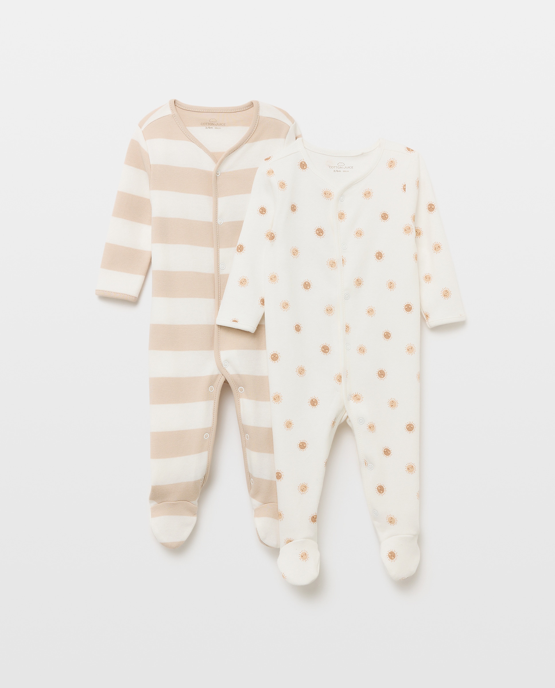 Imagem 0 de Pack de 2 Babygrows Compridos de Bebé Sois e Riscas