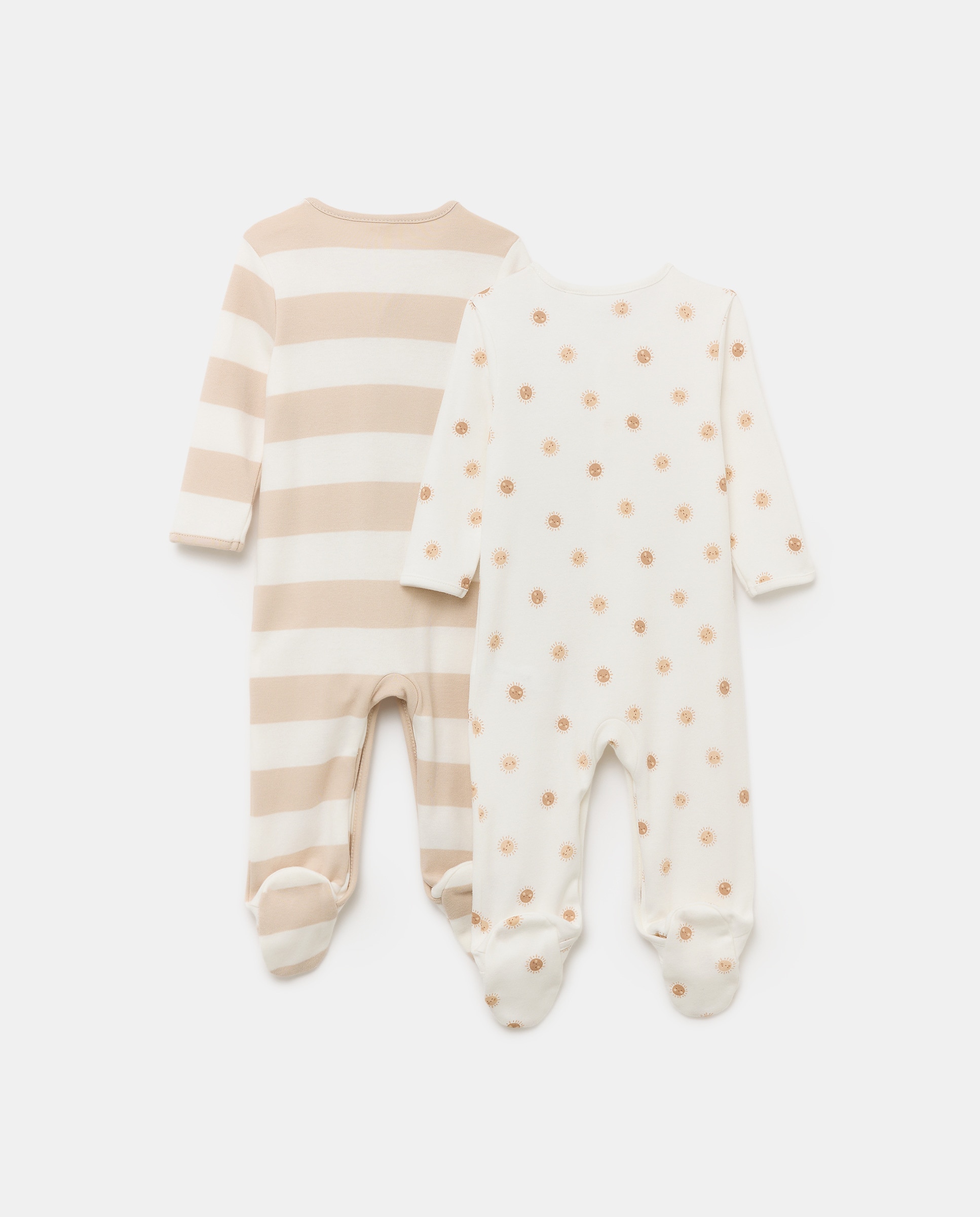 Pack de 2 Babygrows Compridos de Bebé Sois e Riscas Cotton Juice Castanho-2