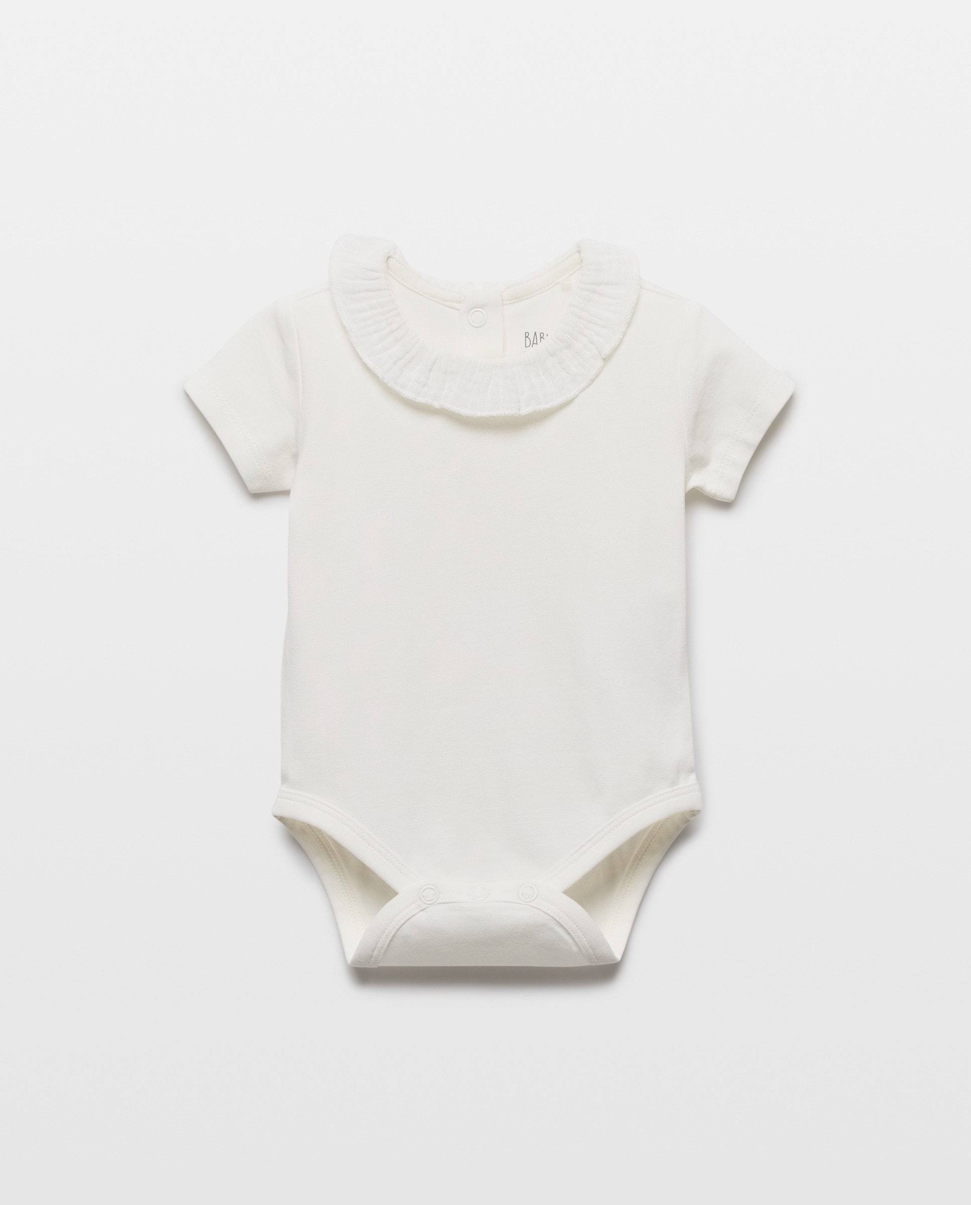 Body de bebé com Manga Curta e Gola Plana Branco-marfim-1