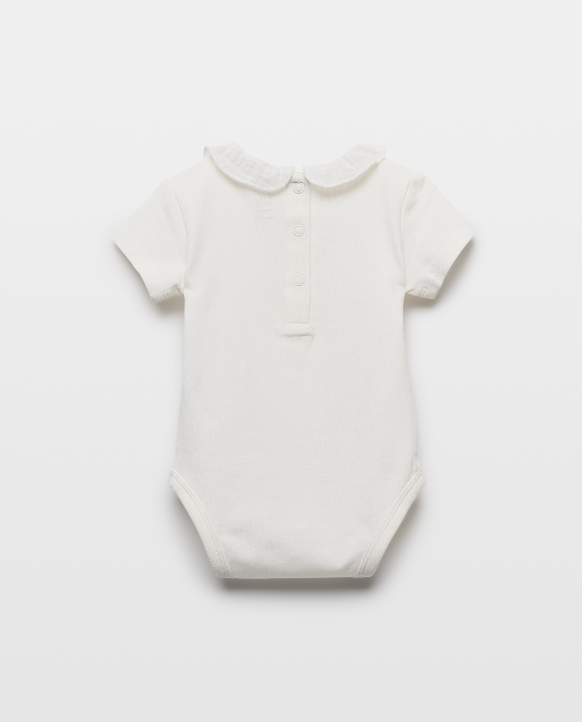 Body de bebé com Manga Curta e Gola Plana Branco-marfim-2