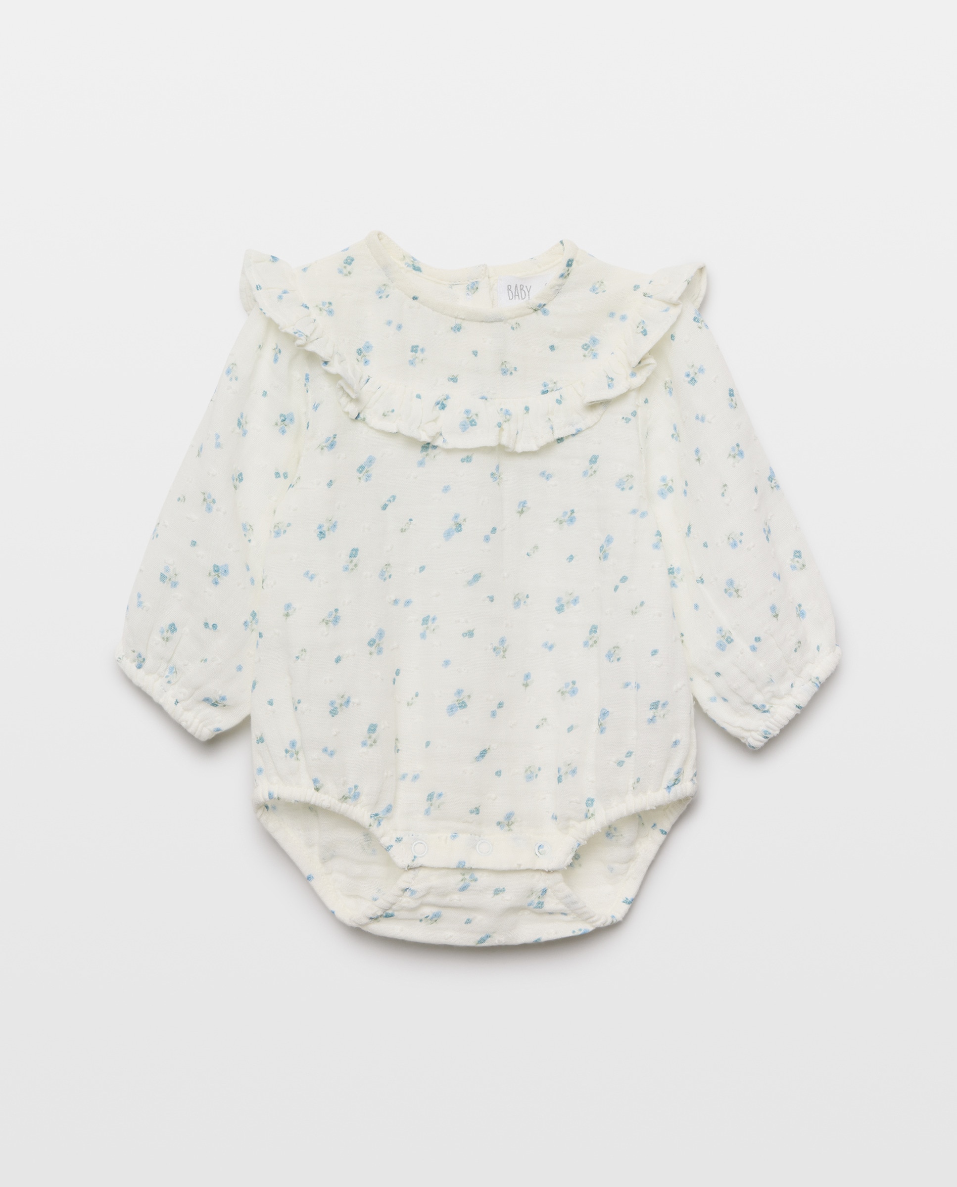 Body de Chiffon de Bebé com Manga Comprida e Estampado de Plumetti Azul-1