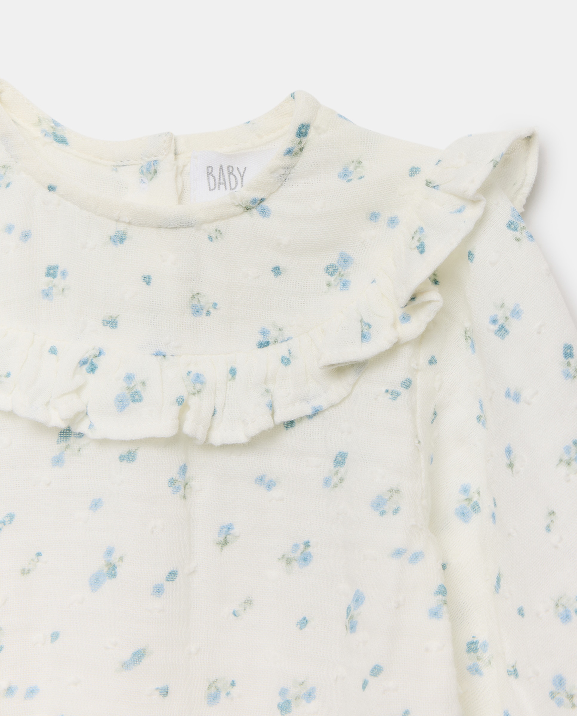 Body de Chiffon de Bebé com Manga Comprida e Estampado de Plumetti Azul-3