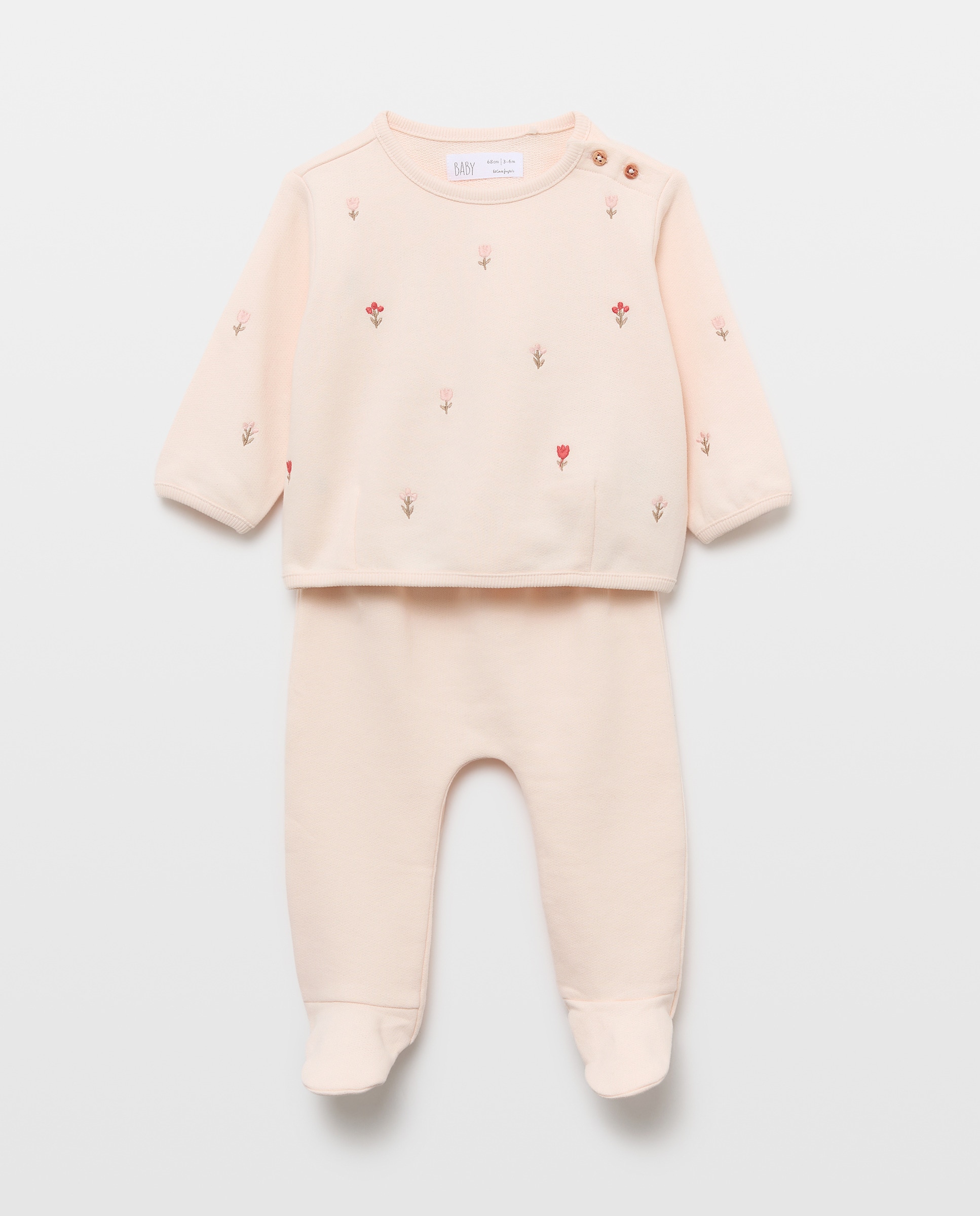 Conjunto de Duas Peças de Felpa de Bebé com Calças com Pés Baby El Corte Inglés 200 Rosa-1
