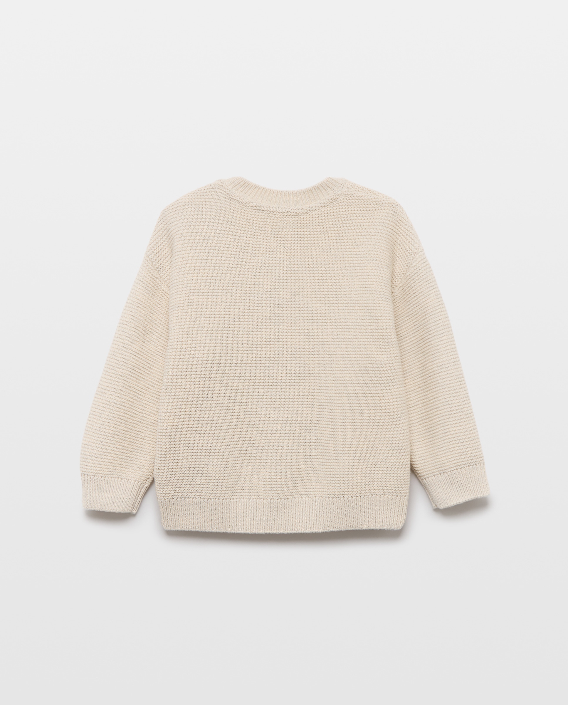 Jersey de bebé cuello caja punto liso Beige-2