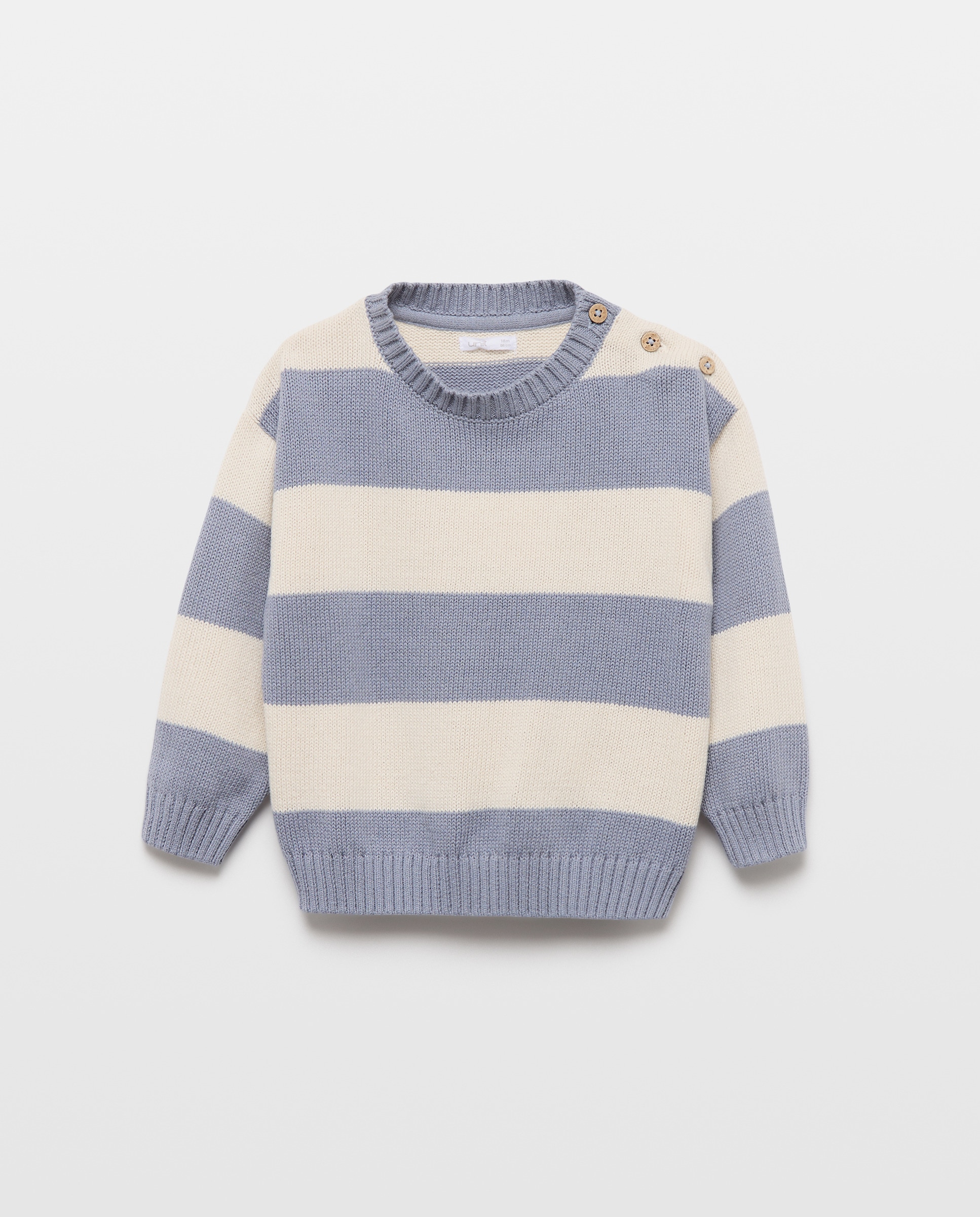 Jersey de bebé cuello caja rayas 400 Azul-1