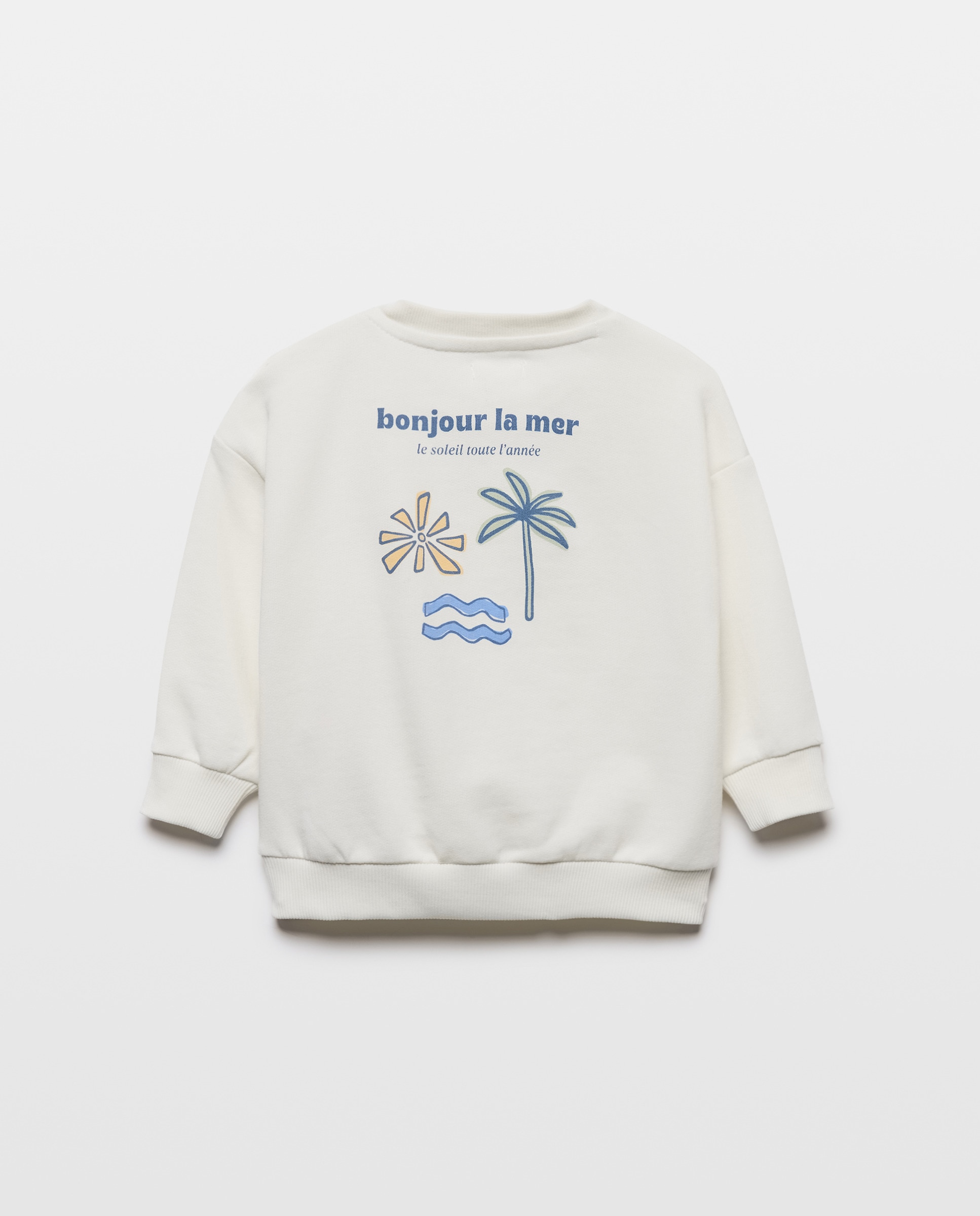Sudadera de bebé cuello caja estampada Blanco roto-2