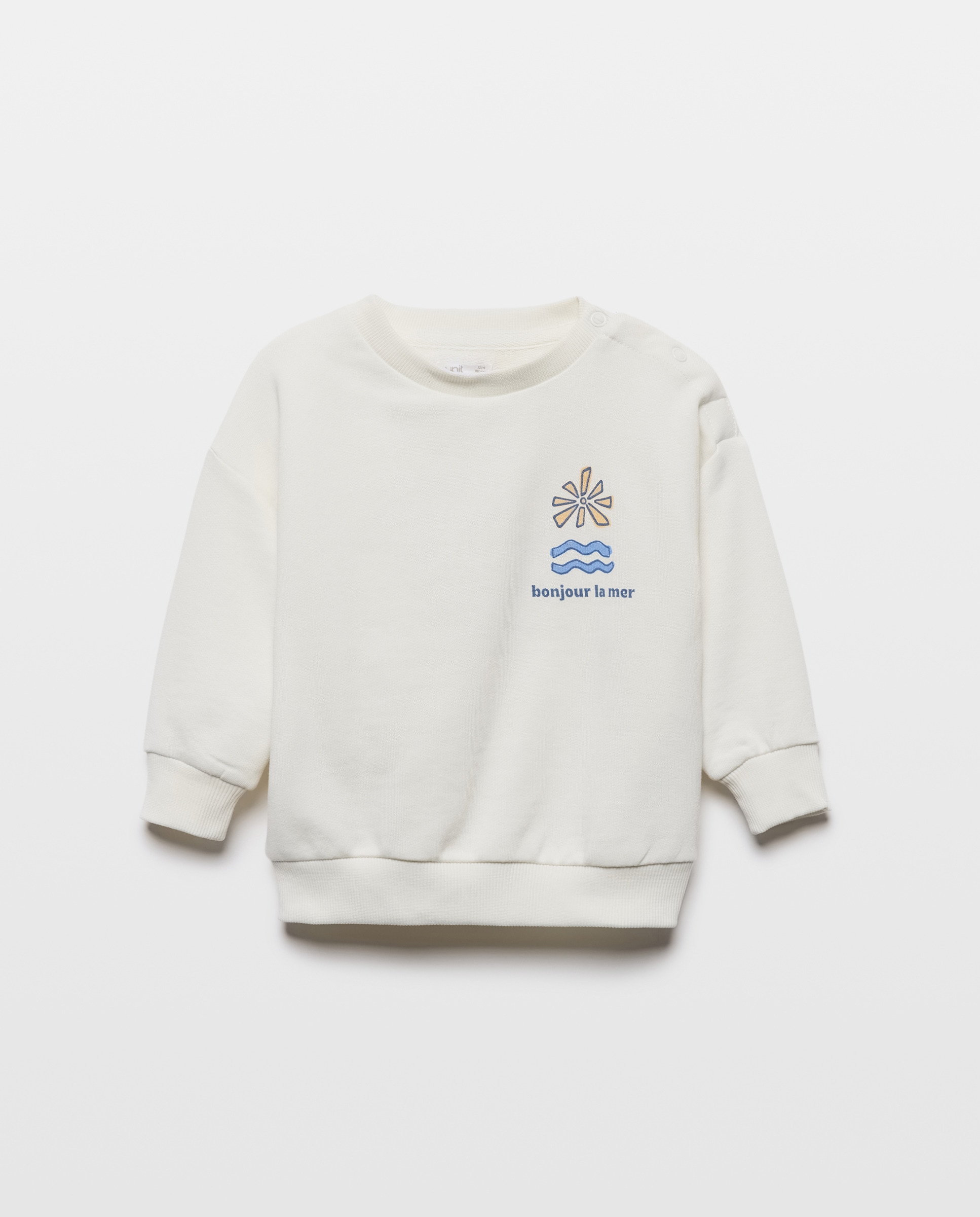 Sudadera de bebé cuello caja estampada Blanco roto-1