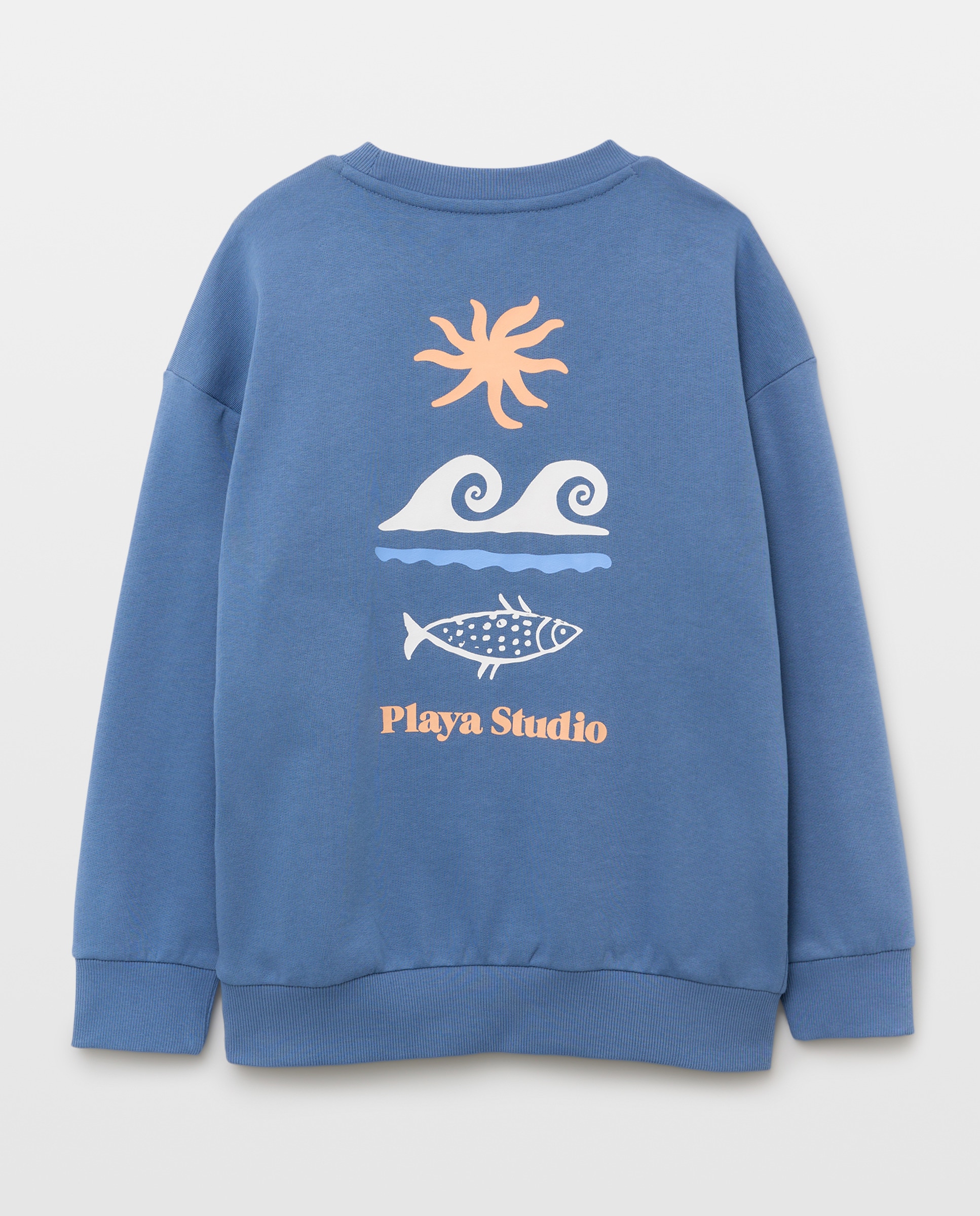 Sudadera de niño cuello caja estampada 430 Azul oscuro-2