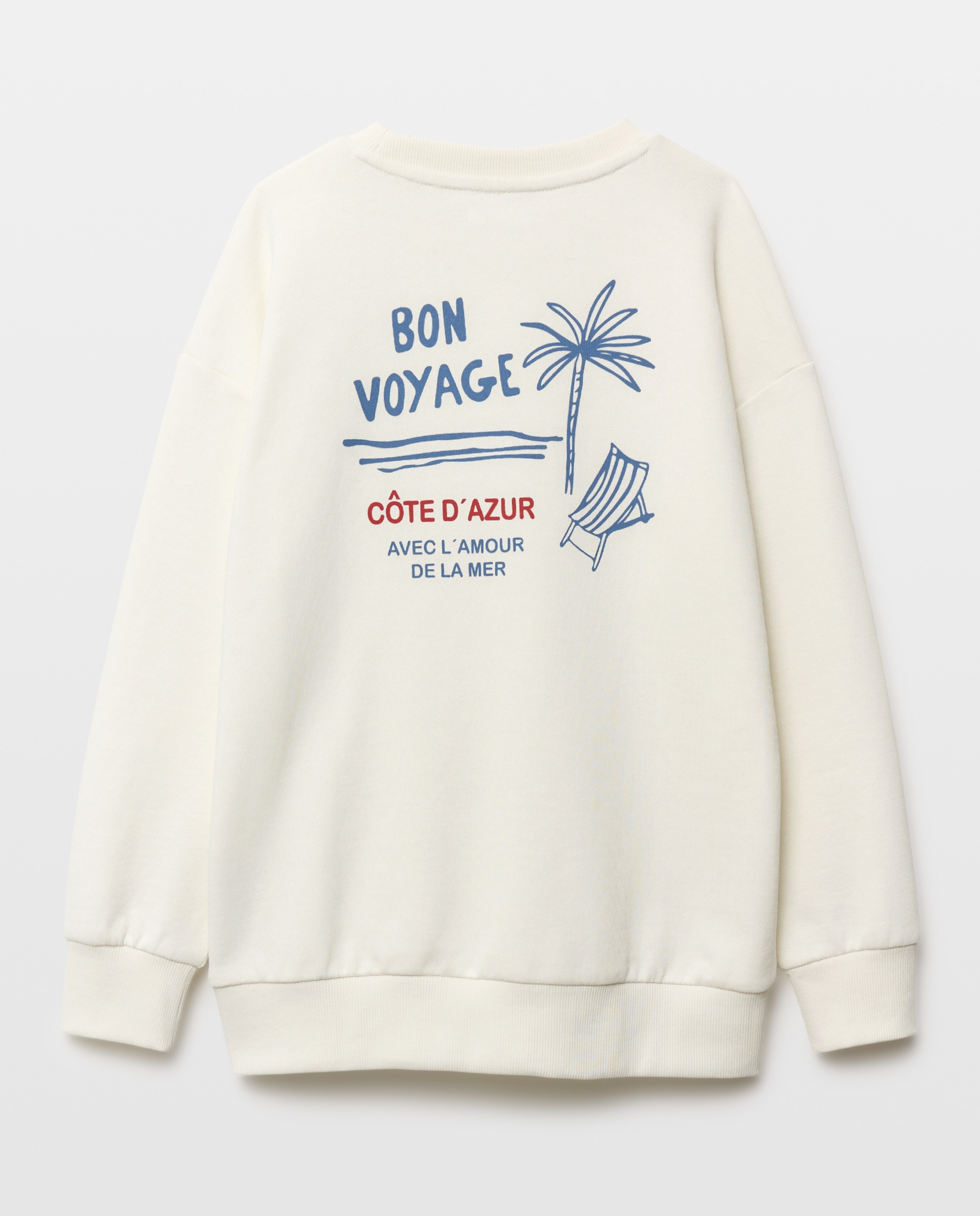 Sudadera de niño cuello caja estampada Blanco roto-2