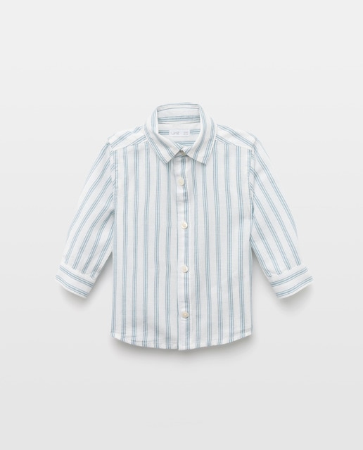 Imagen 0 de Camisa de bebé algodón-lino rayas
