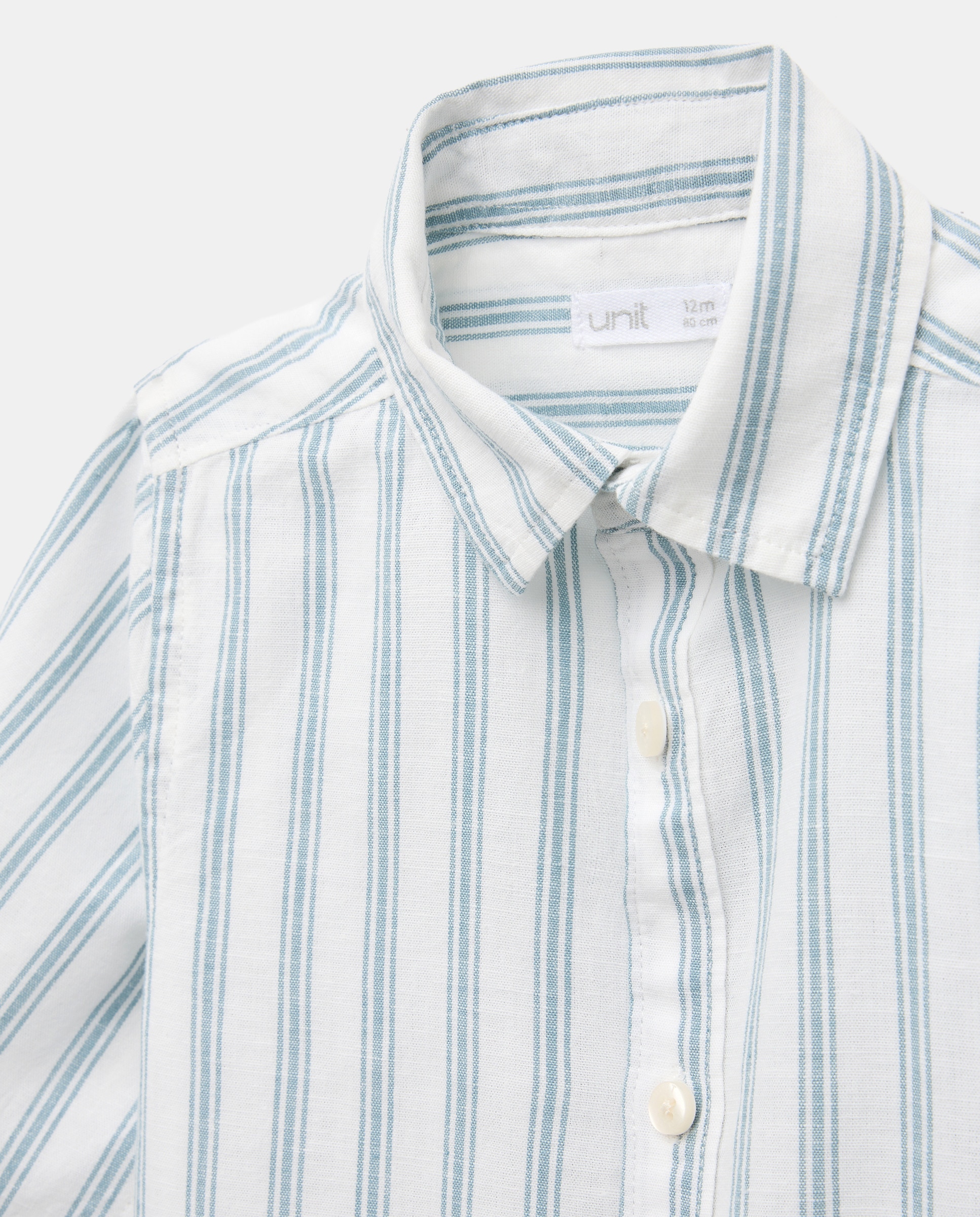 Camisa de bebé algodón-lino rayas Verde Pato-3