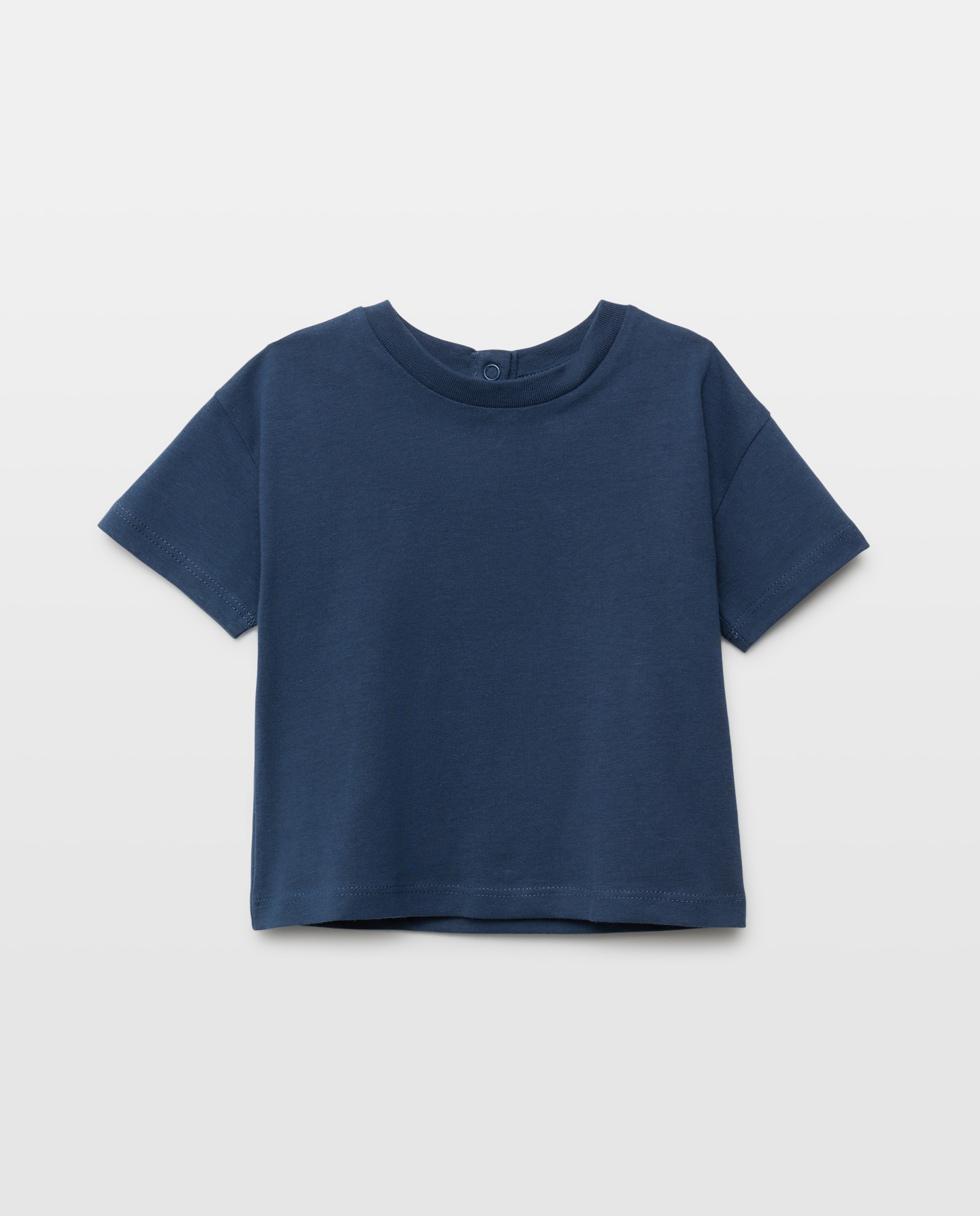 Camiseta de bebé lisa manga corta Azul marino-1