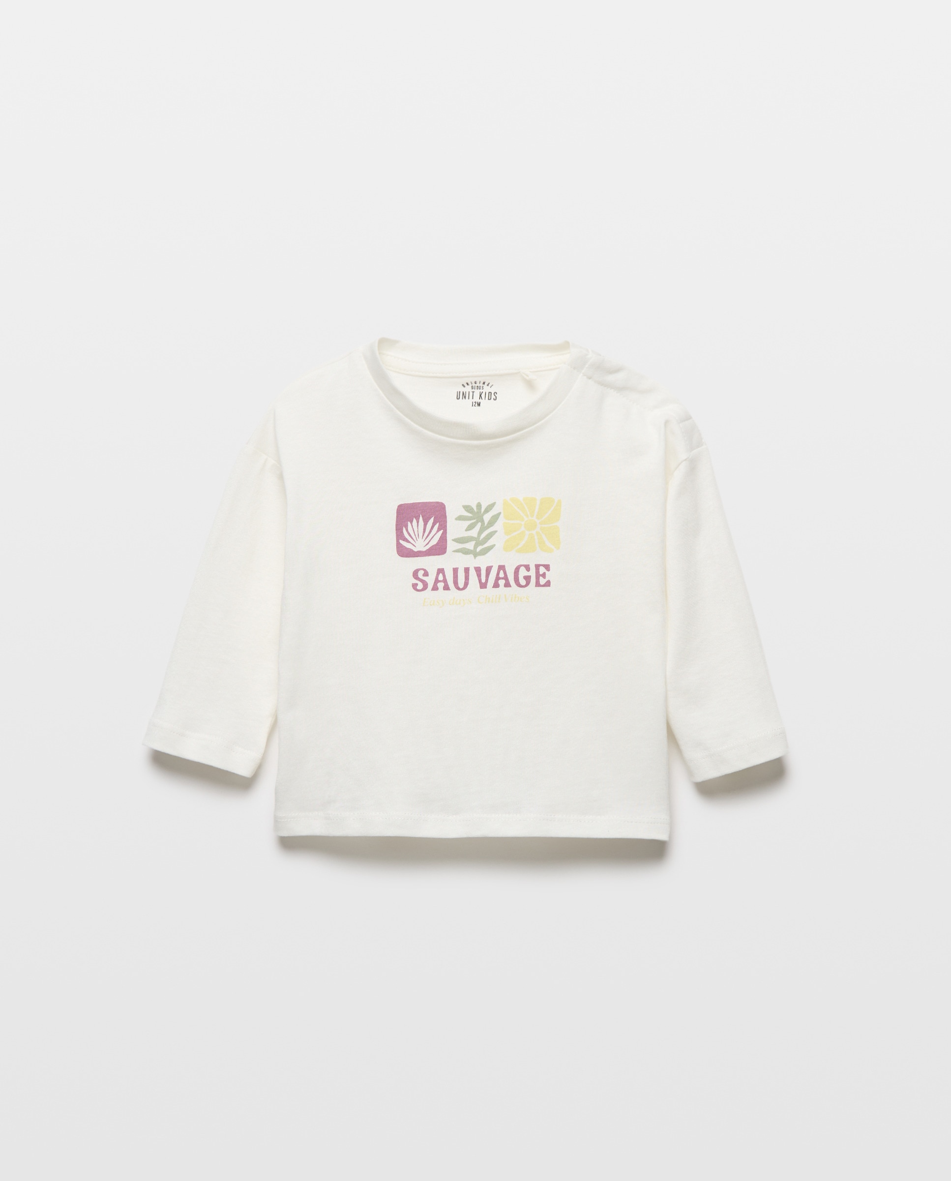 Camiseta de bebé estampada manga larga Blanco-1