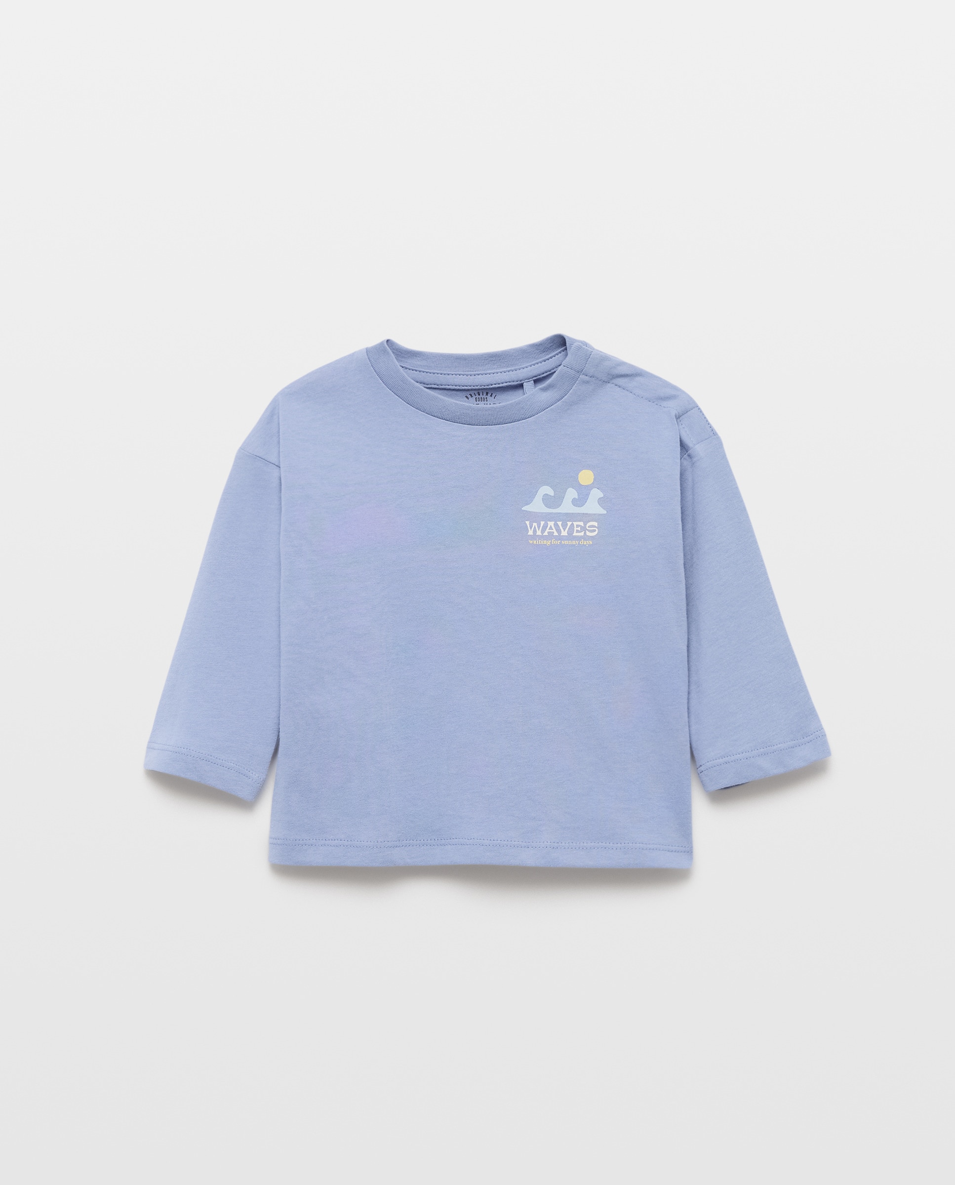 Camiseta de bebé estampada manga larga 400 Azul-1