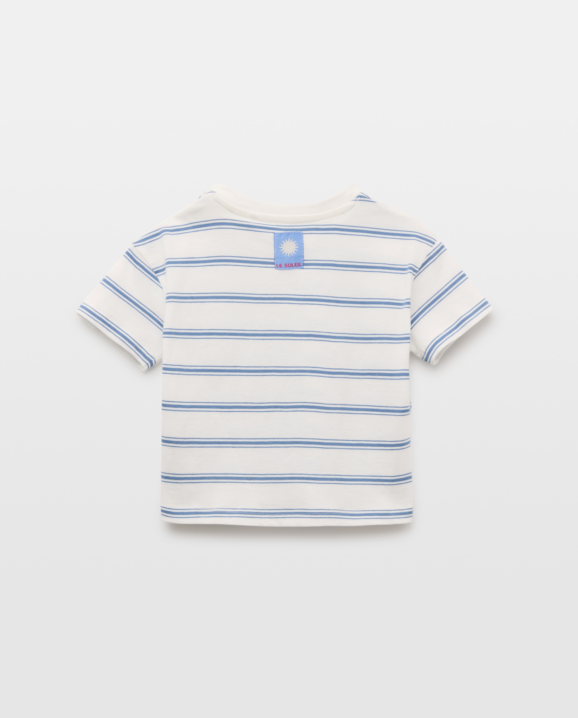 Camiseta de bebé rayas manga corta 400 Azul-2