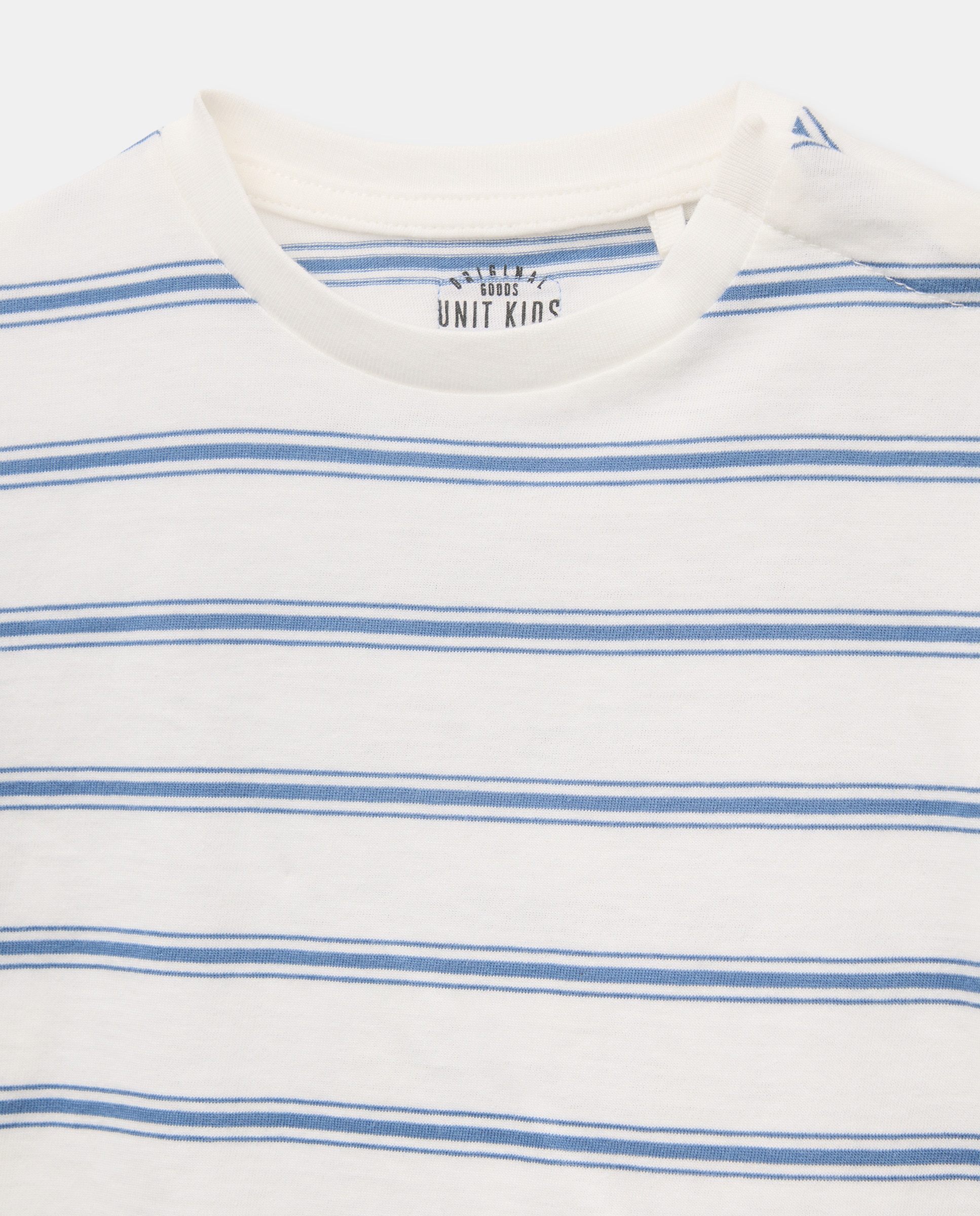 Camiseta de bebé rayas manga corta 400 Azul-3