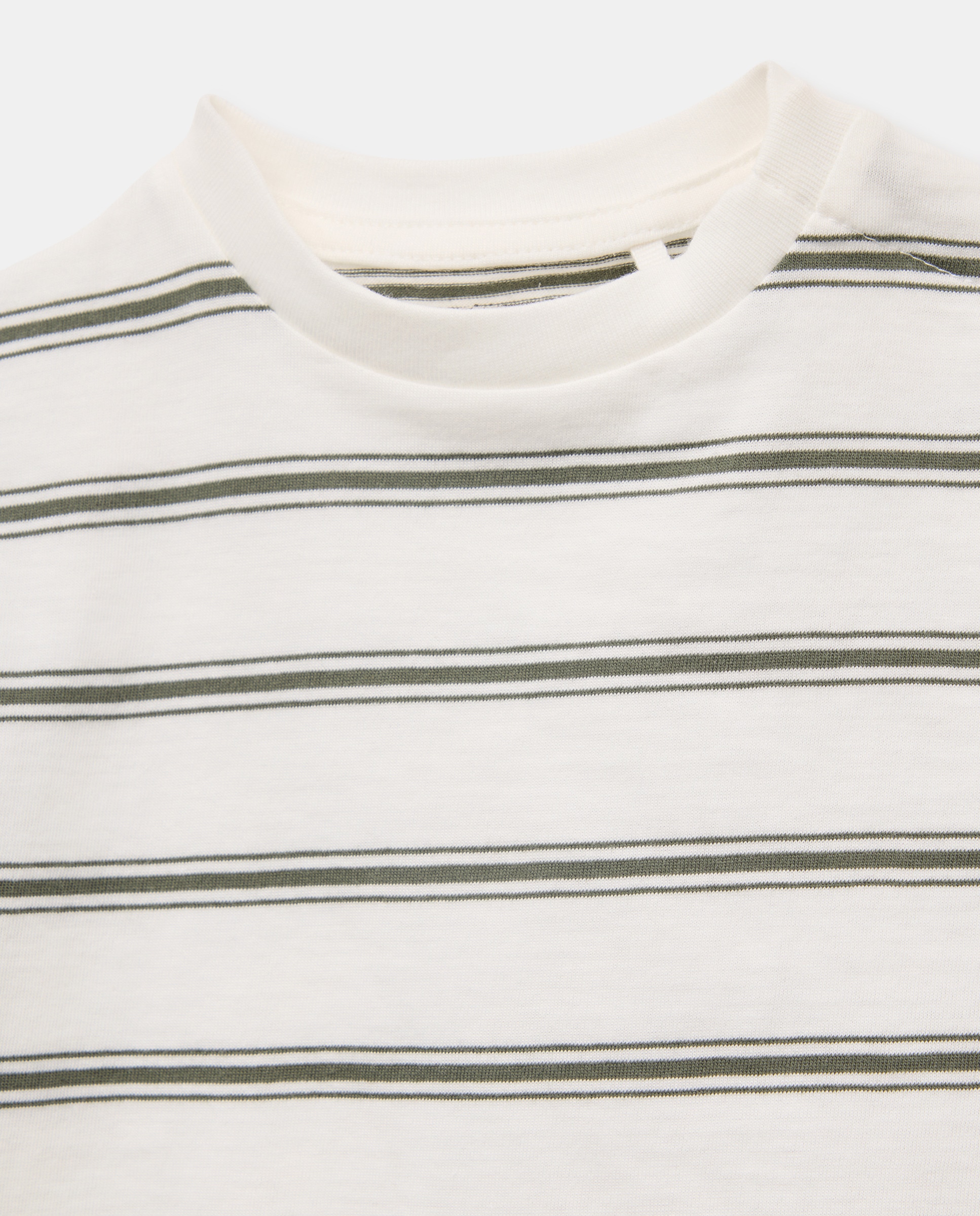 Camiseta de bebé rayas manga corta 520 Kaki-3