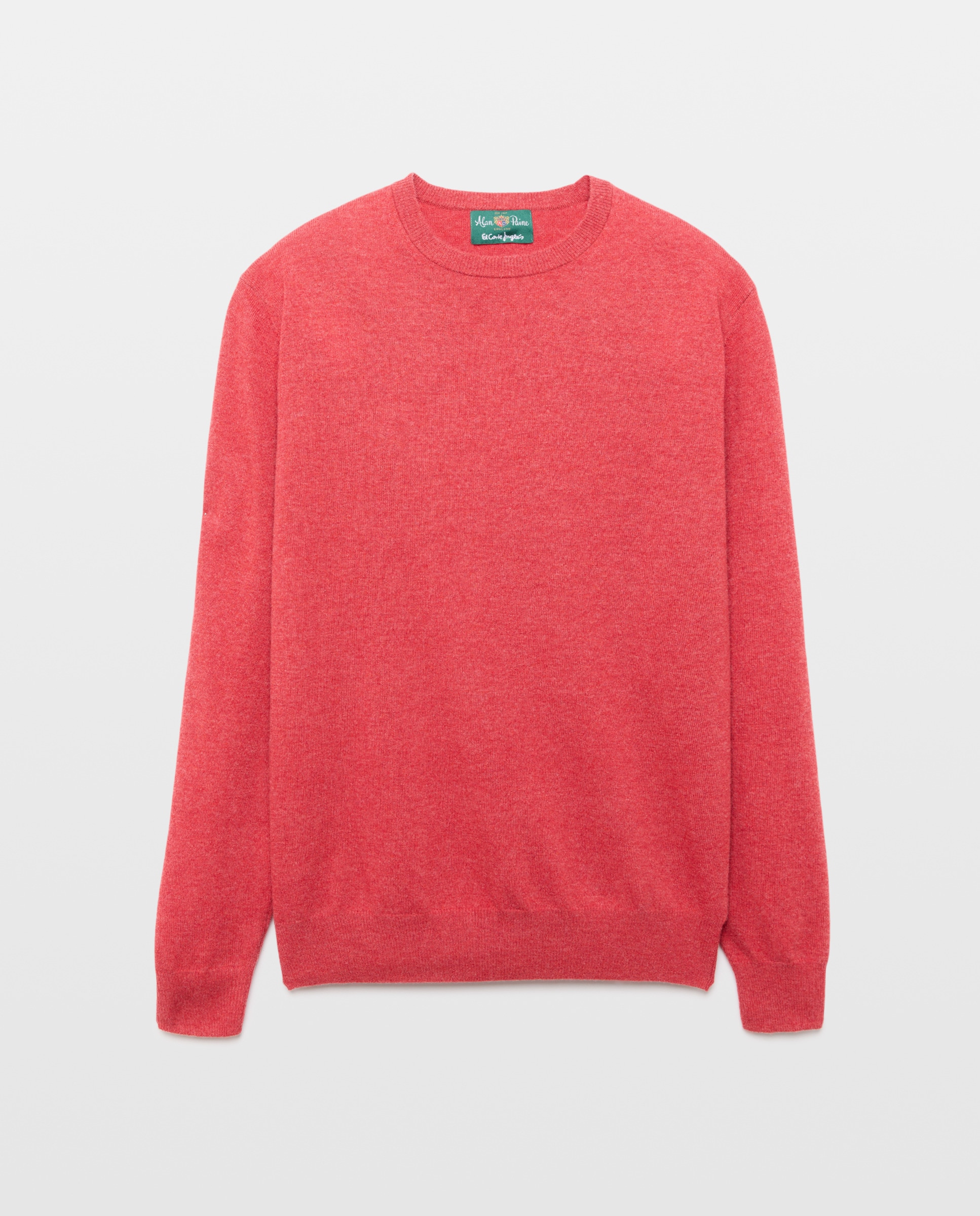 Camisola de Malha com Decote Redondo e 100% Lã Vermelho-4