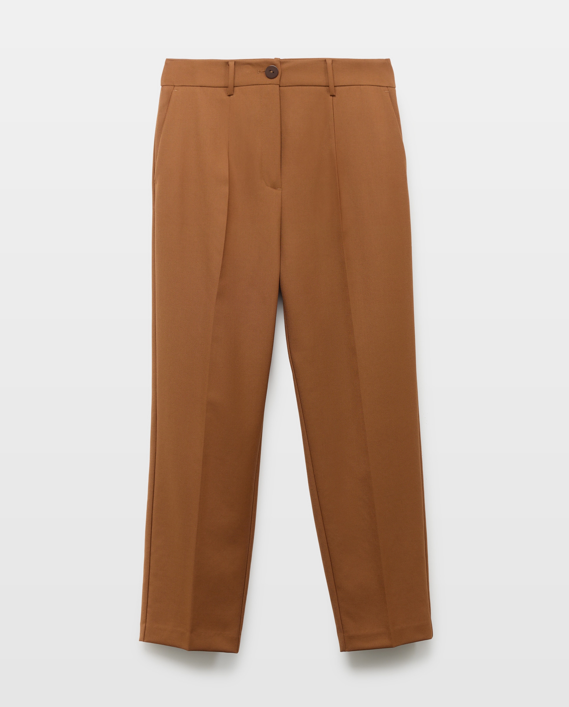 Calças Semi Lã de Algodão Castanho-4