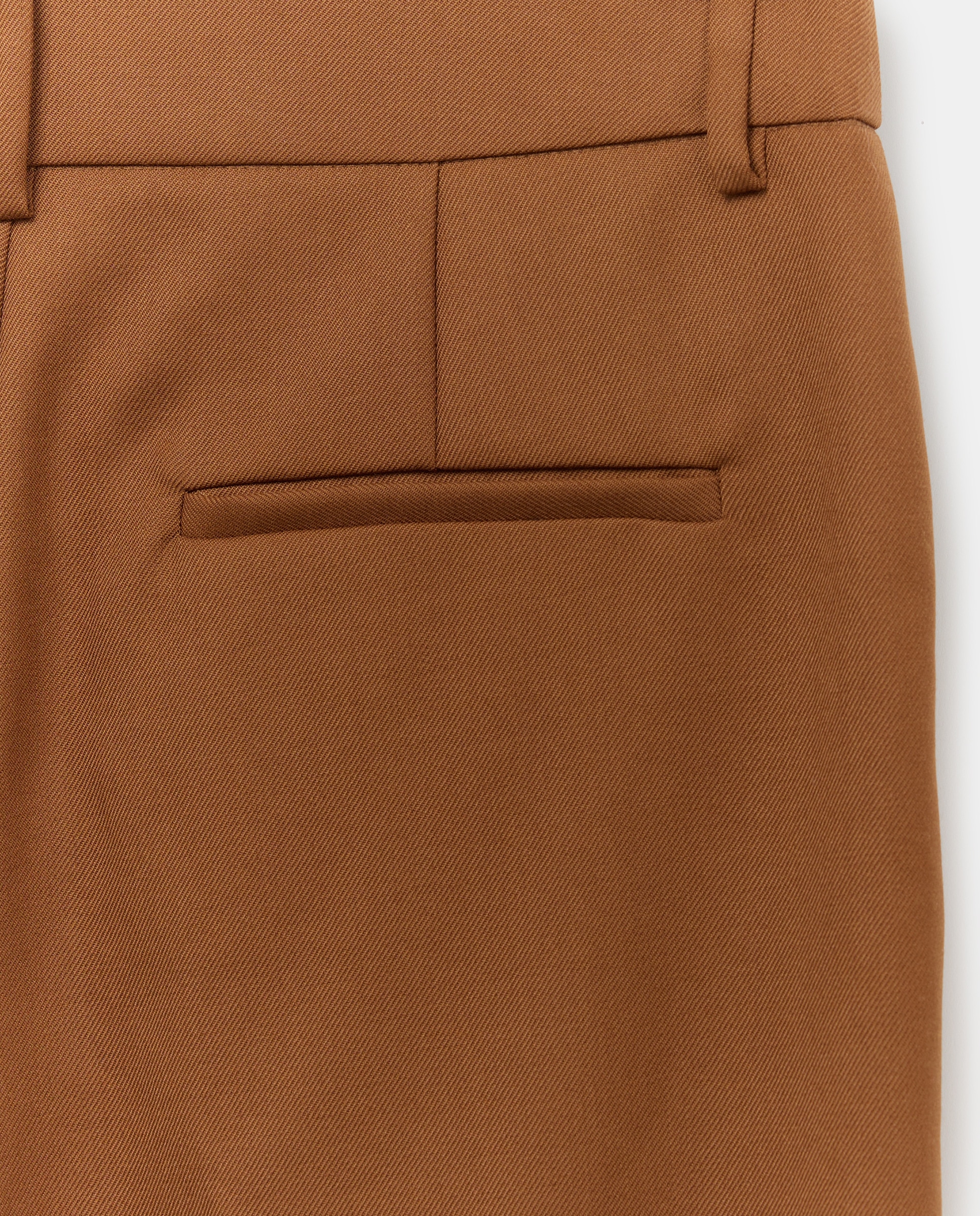 Calças Semi Lã de Algodão Castanho-5