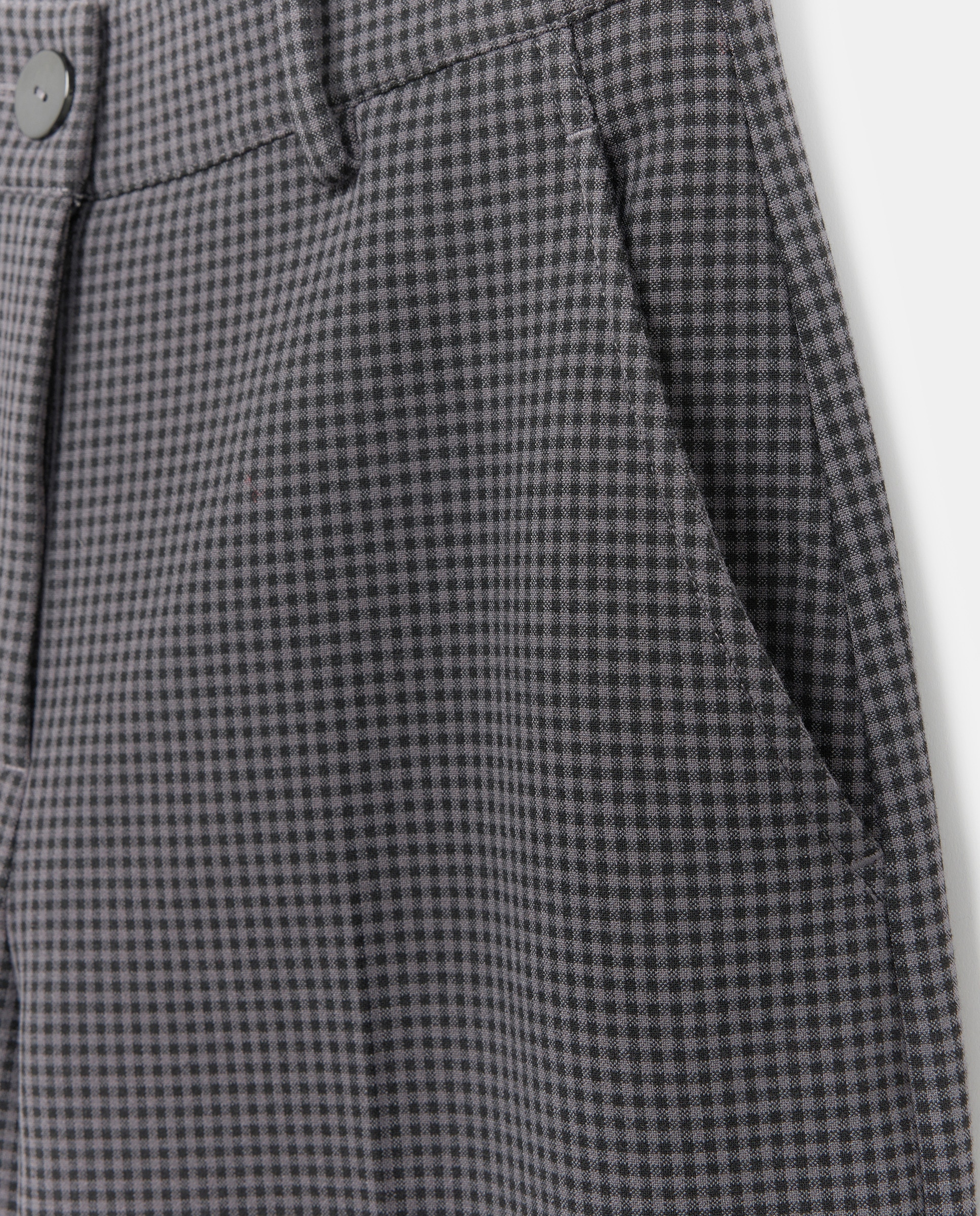 Calças Largas de Malha com Pespontos aos Quadrados Preto-5